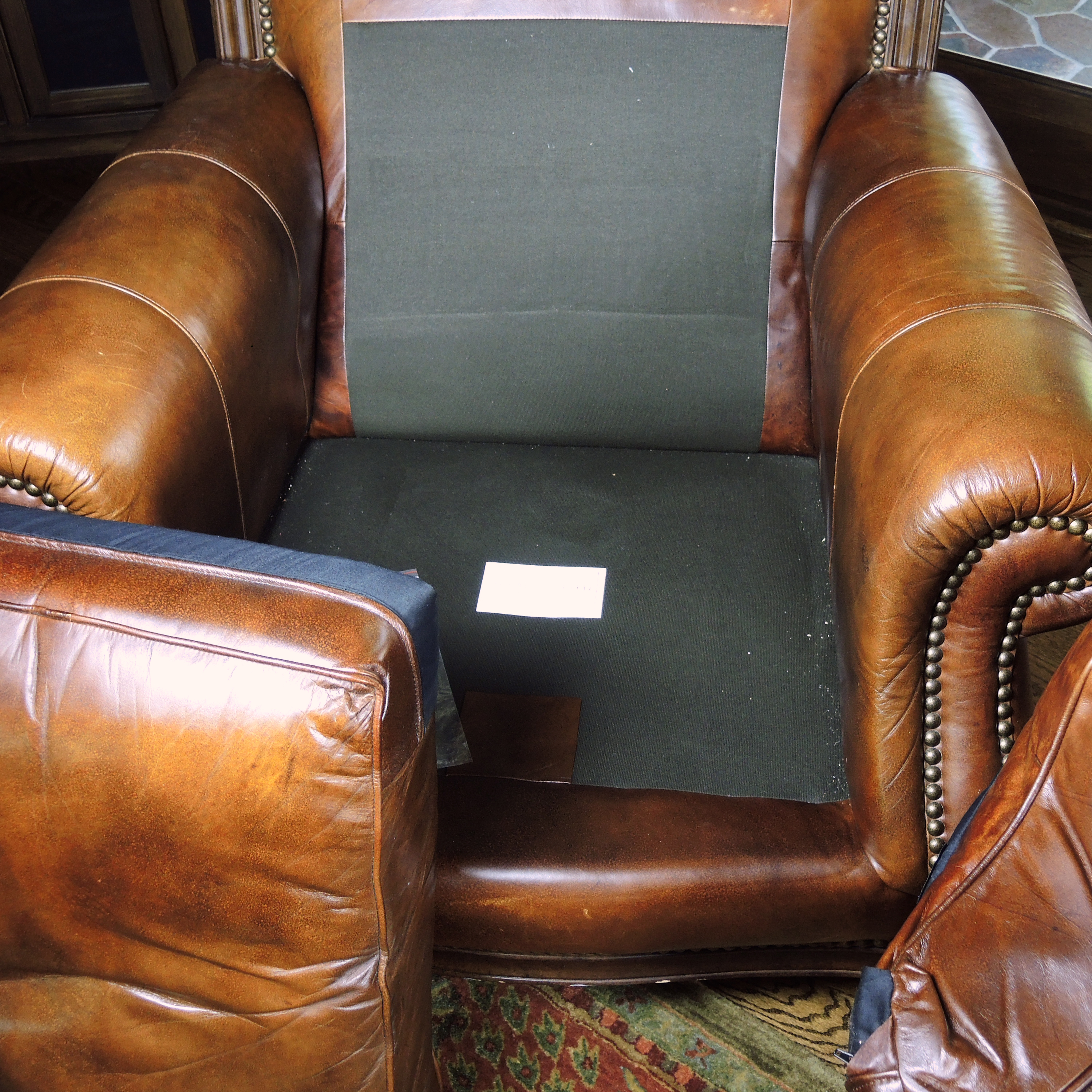 Henredon Nailhead Trimmed Leather Lounge Chair and Ottoman