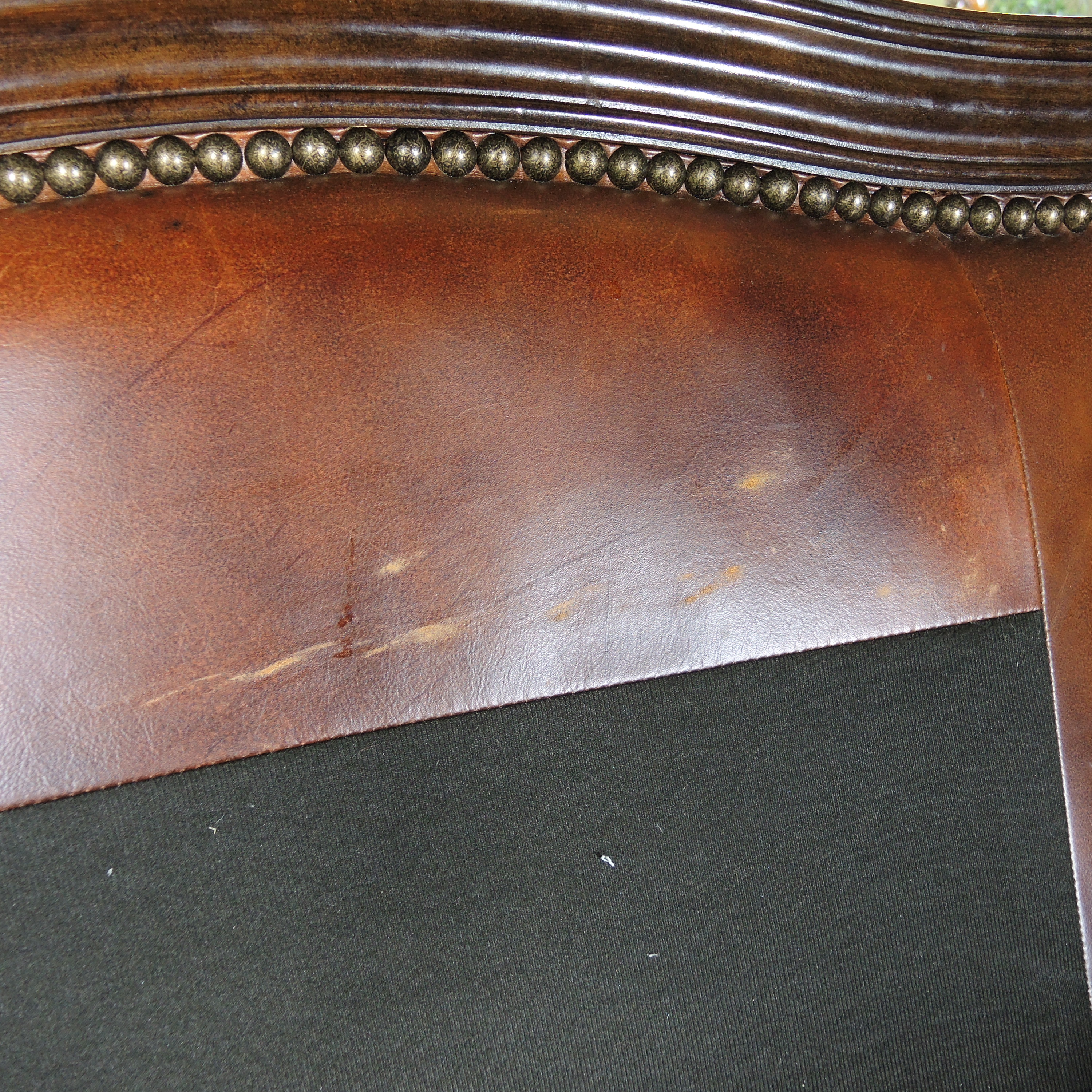 Henredon Nailhead Trimmed Leather Lounge Chair and Ottoman