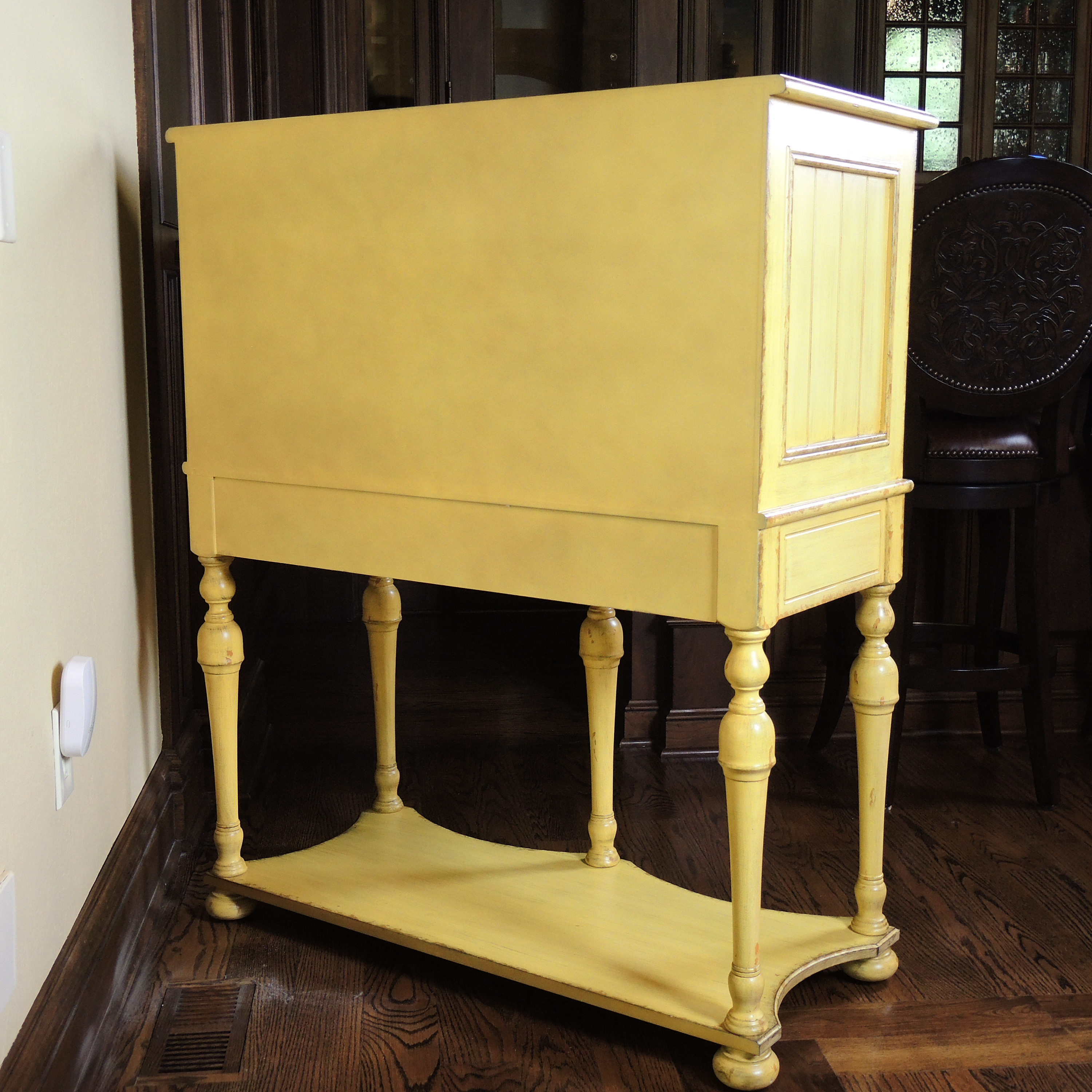 Arhaus Distressed Yellow Bar Cabinet, Late 20th Century
