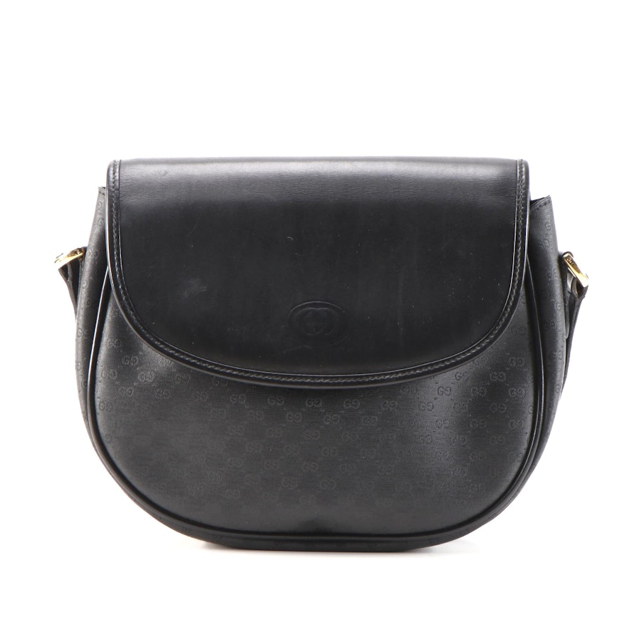 Gucci Black MicroGuccissima Coated Canvas and Leather Shoulder Bag