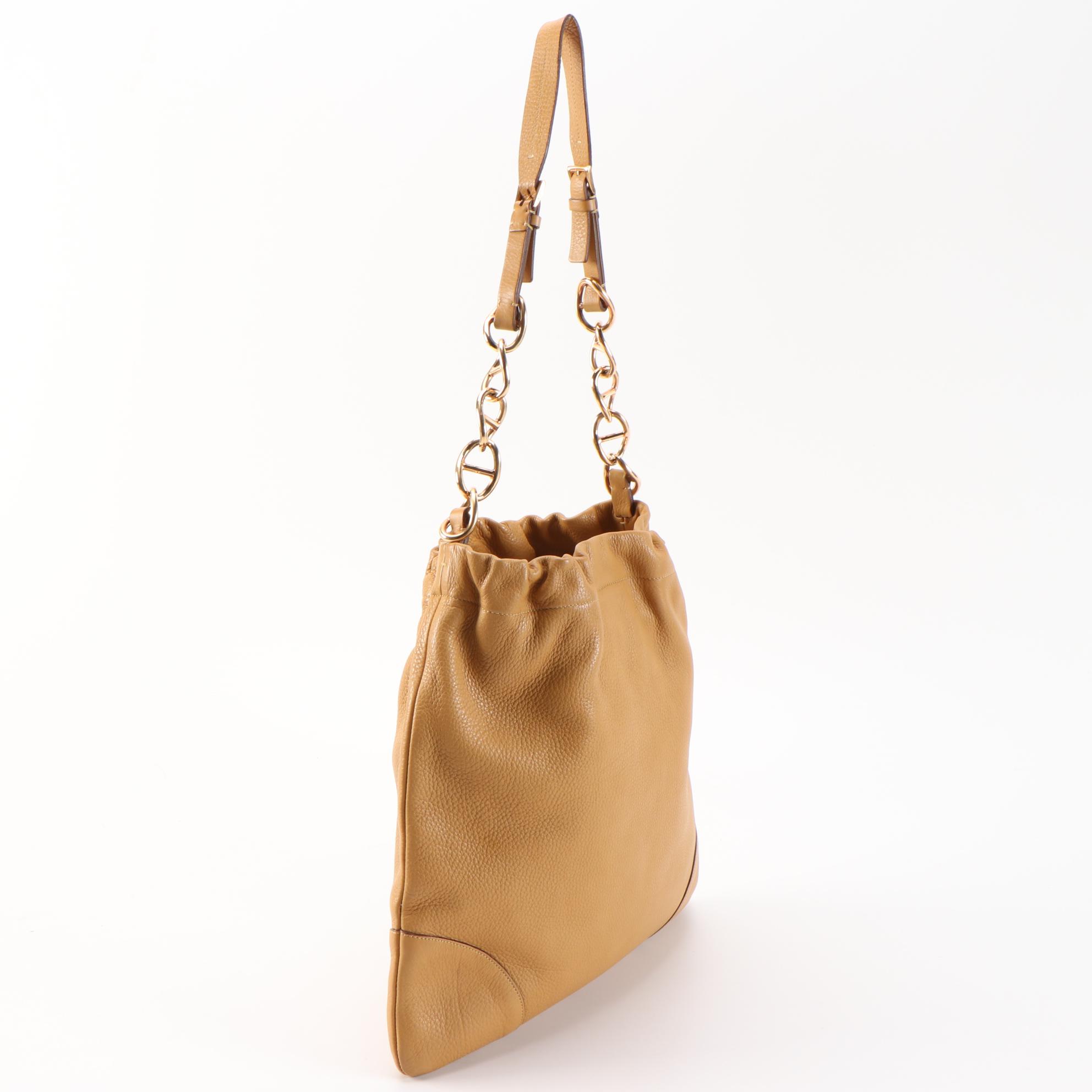 Prada Shoulder Bag in Amber Vitello Daino Leather