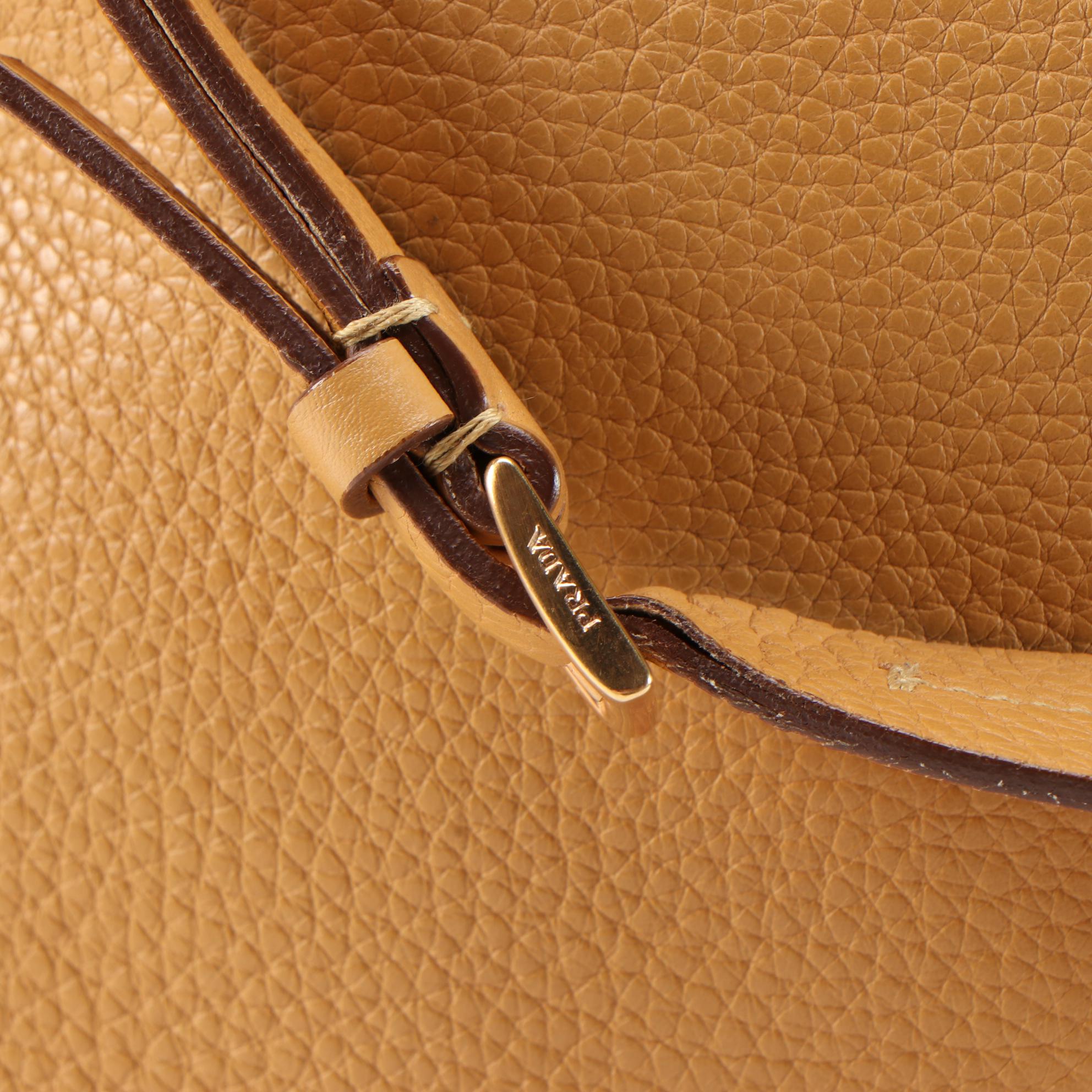 Prada Shoulder Bag in Amber Vitello Daino Leather