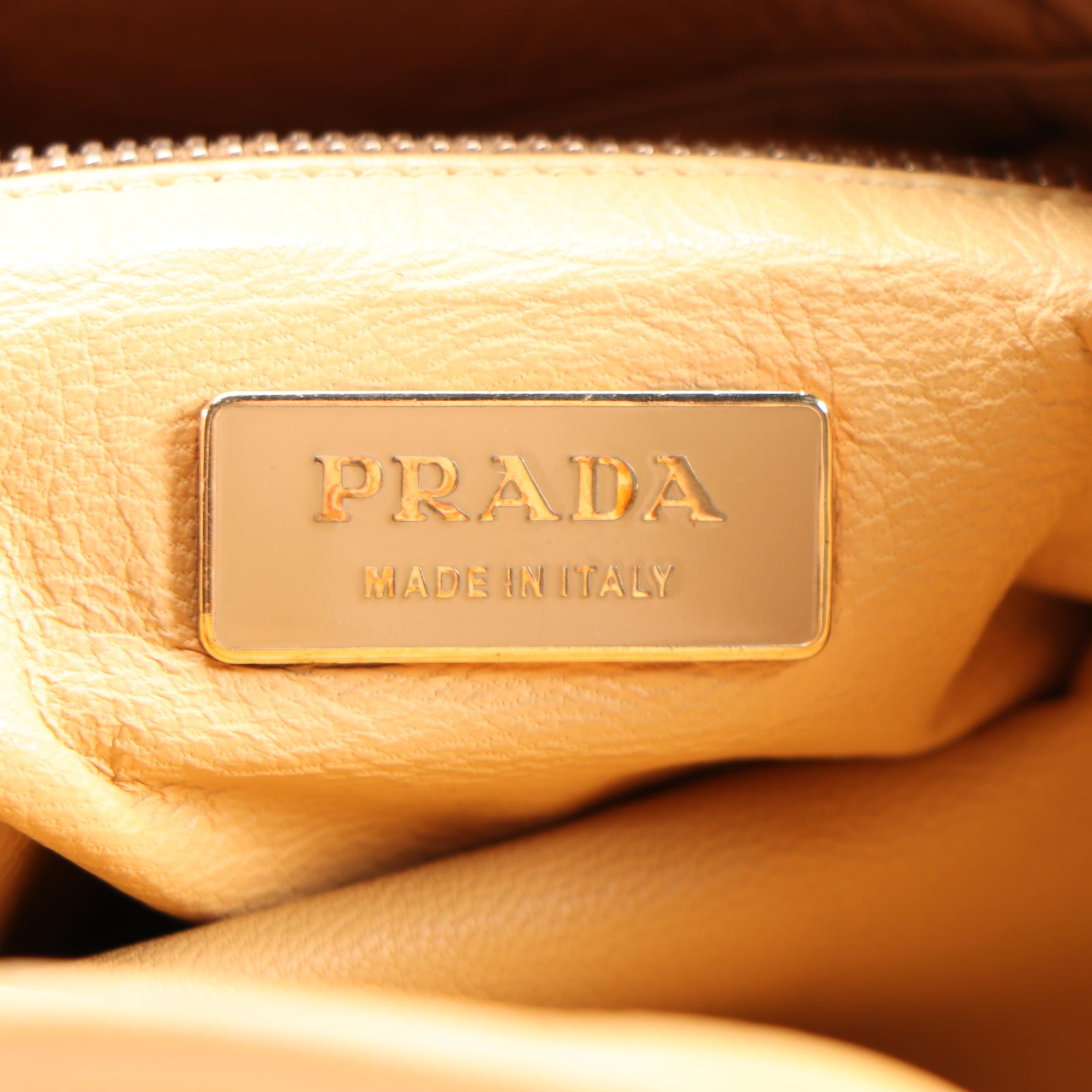 Prada Shoulder Bag in Amber Vitello Daino Leather
