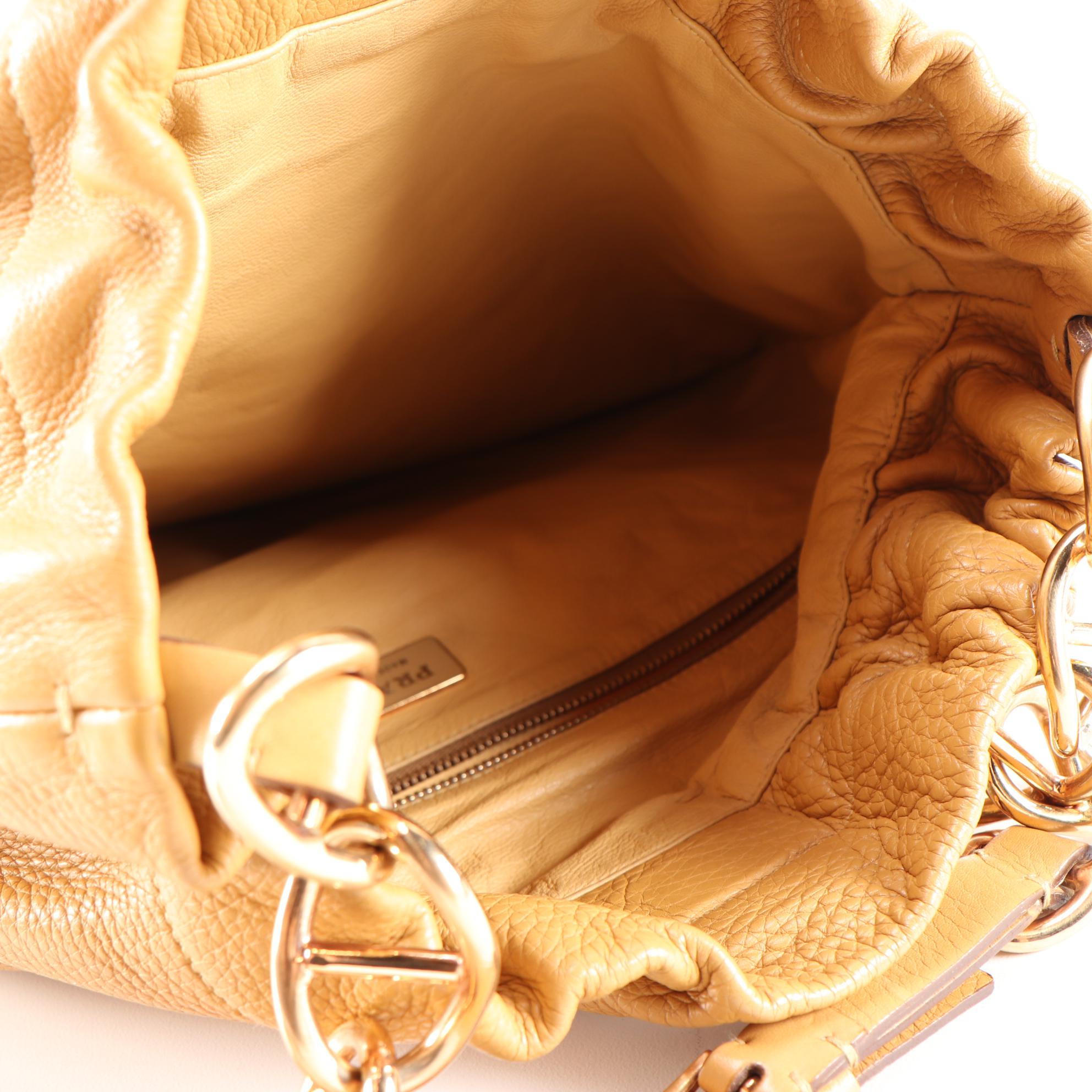 Prada Shoulder Bag in Amber Vitello Daino Leather