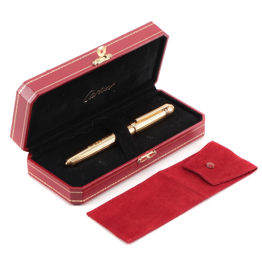 Cartier "Pasha de Cartier" Gold Plate Rollerball Pen with Presentation Case