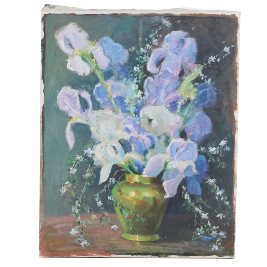 Floral Still Life Oil Painting, Mid-20th Century