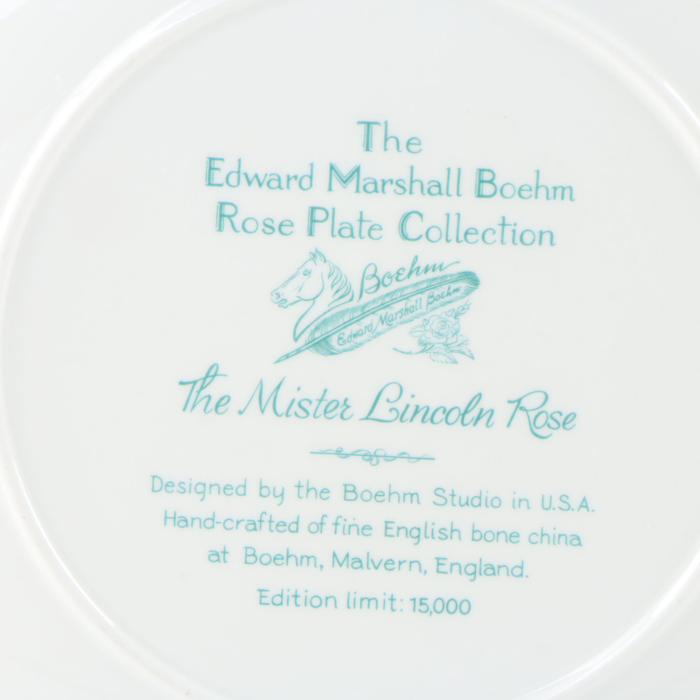 Boehm "Rose" Porcelain Collector Plates
