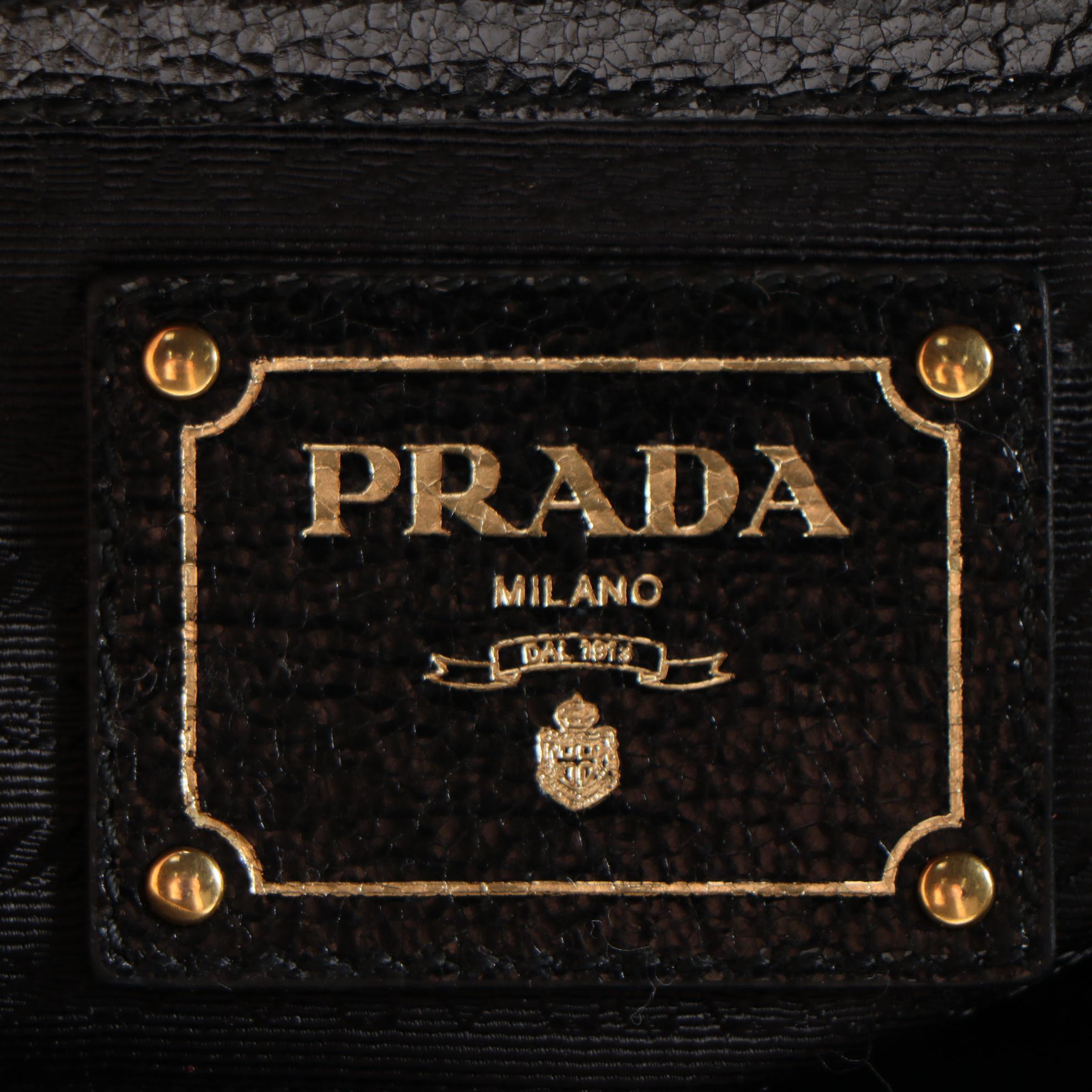 Prada Talco Craquele Leather Studded Bauletto Bag