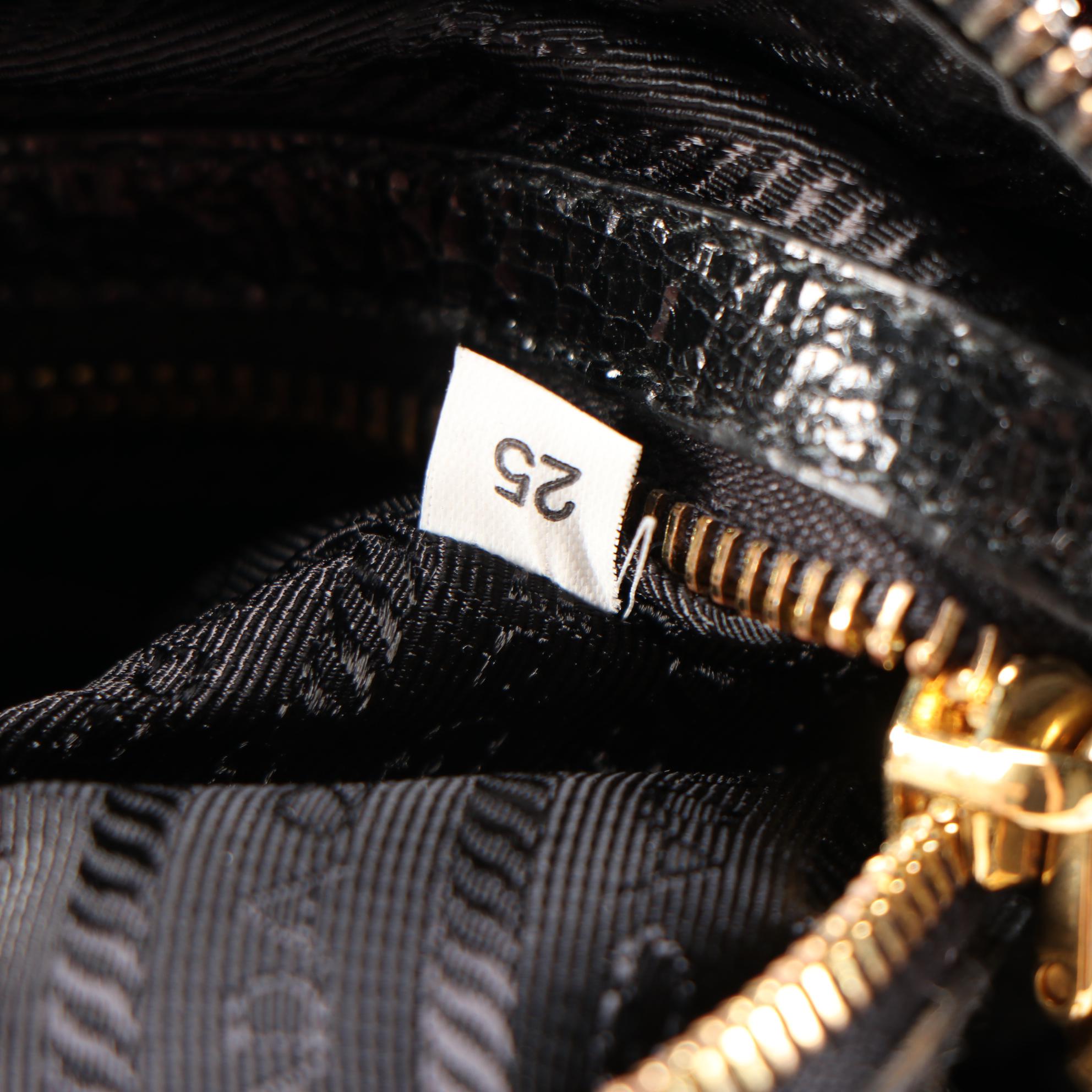 Prada Talco Craquele Leather Studded Bauletto Bag