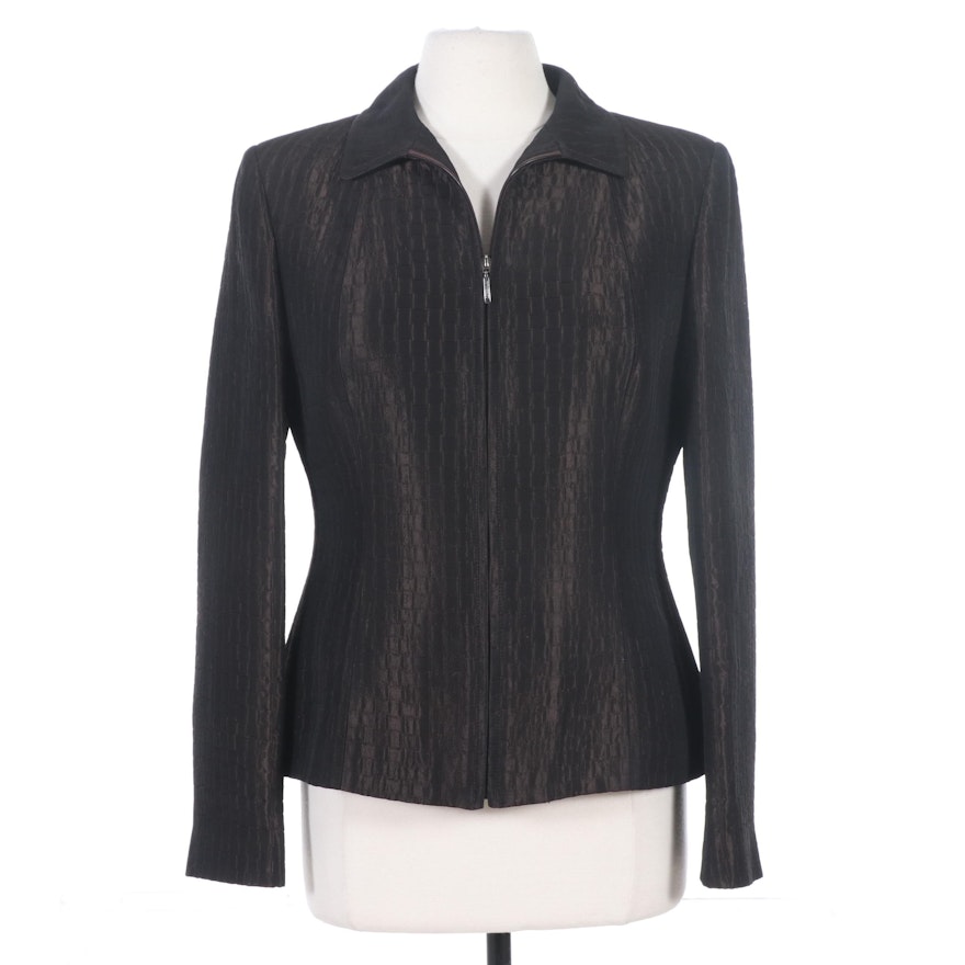 Burberry Wool Blend Zip-Front Jacket