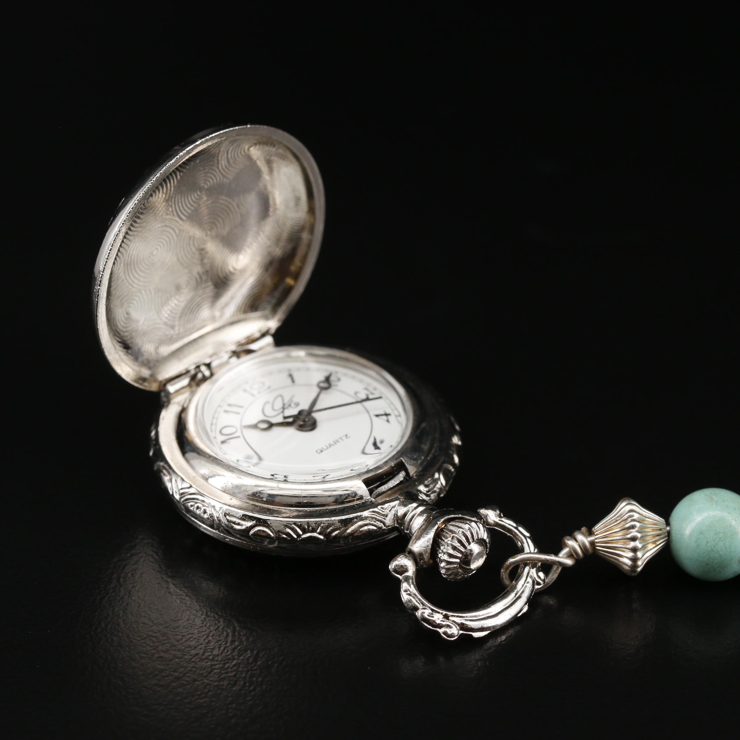 Carolyn Pollack Liquid Sterling Silver and Turquoise Watch Pendant Necklace