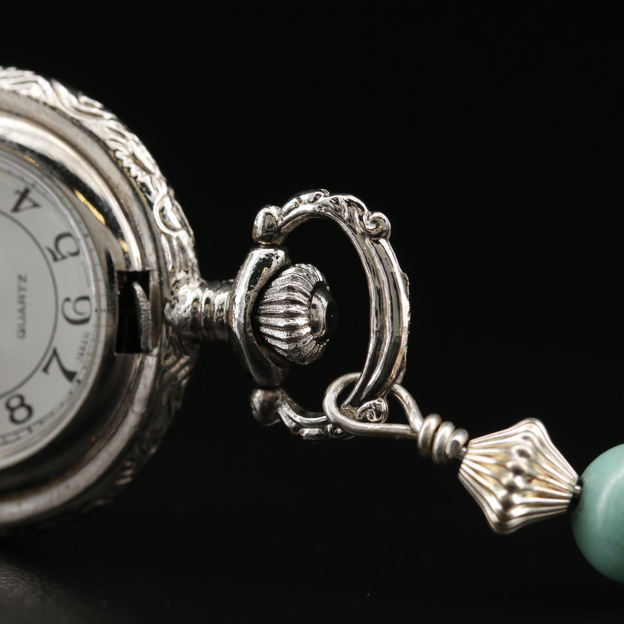 Carolyn Pollack Liquid Sterling Silver and Turquoise Watch Pendant Necklace