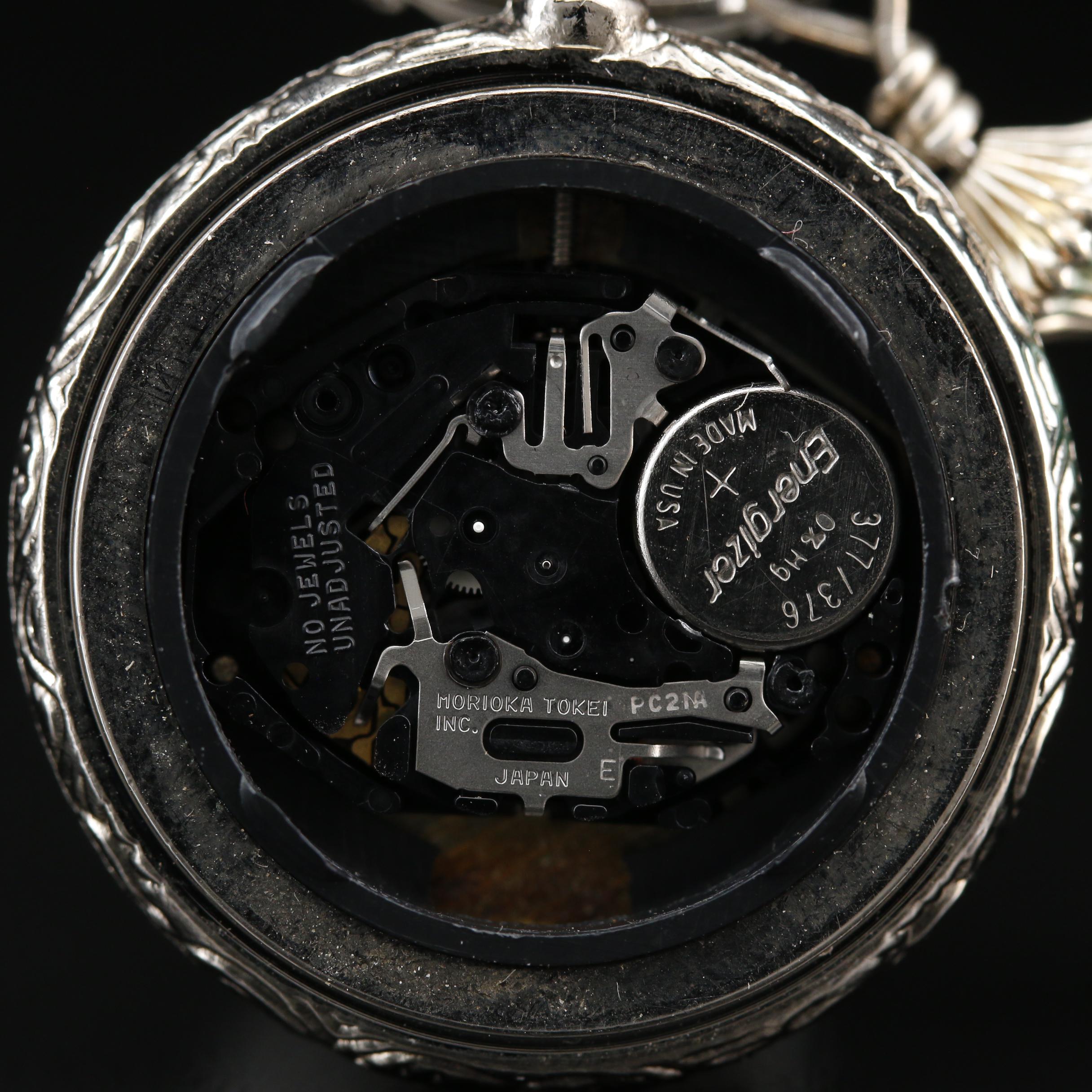 Carolyn Pollack Liquid Sterling Silver and Turquoise Watch Pendant Necklace