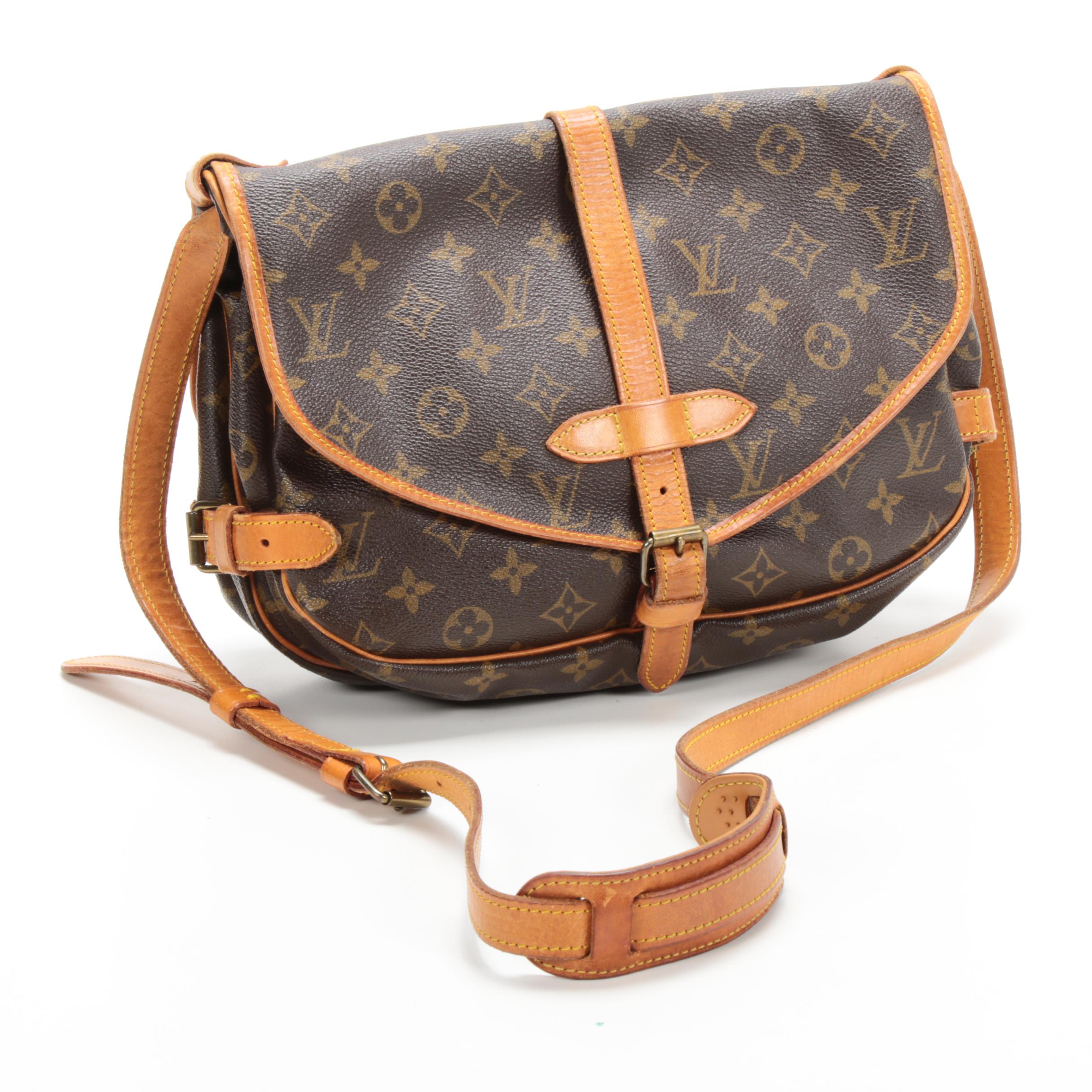 Louis Vuitton Paris Saumur Messenger Bag in Monogram Canvas and Vachetta Leather