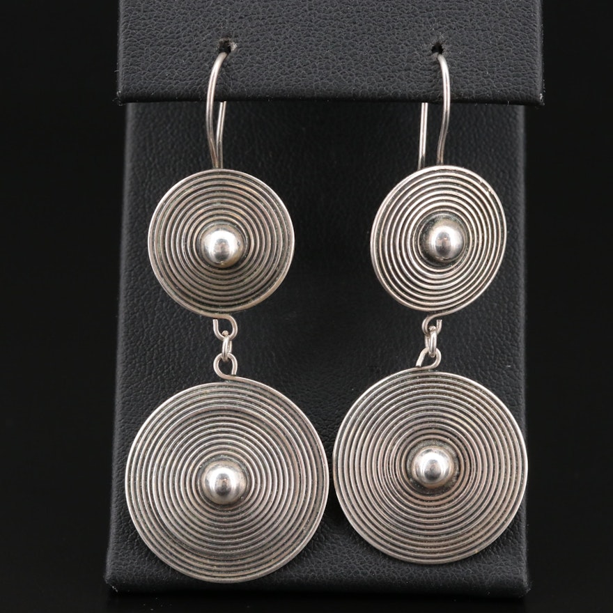 Sterling Silver Disk Dangle Earrings