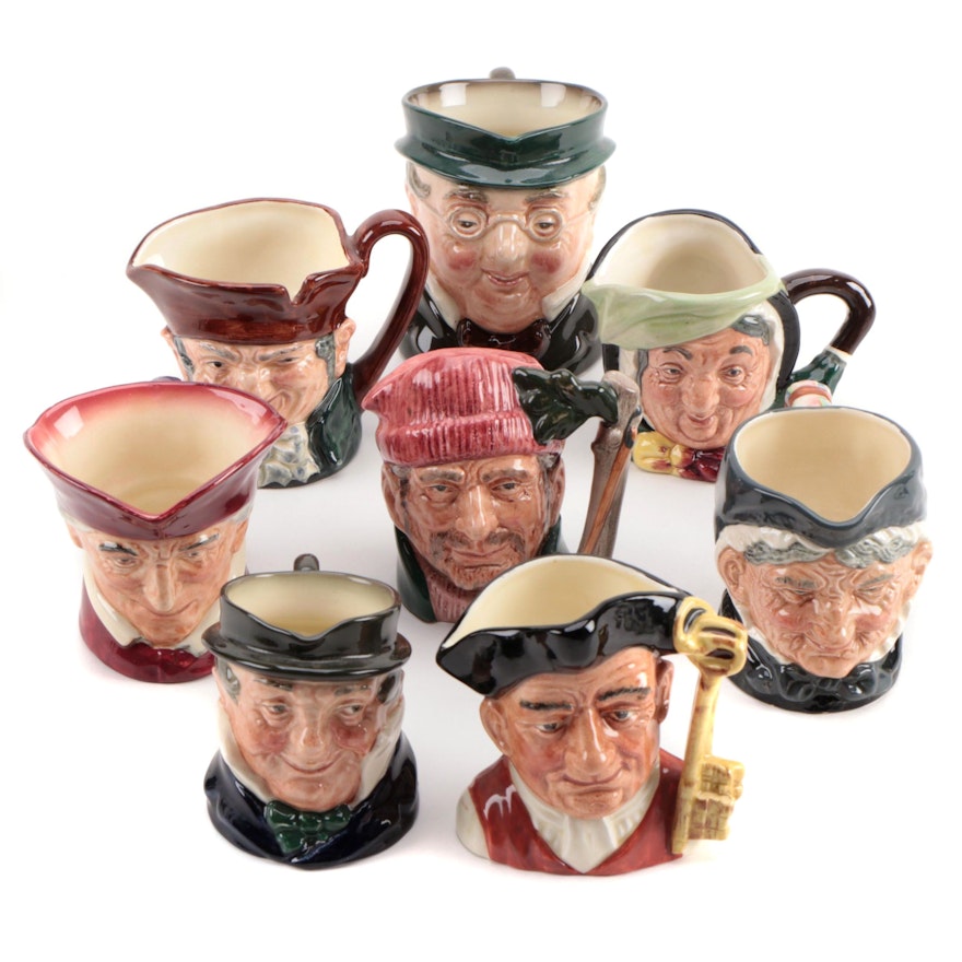 Royal Doulton "The Lumberjack", "Gaoler", and Other Character Mugs