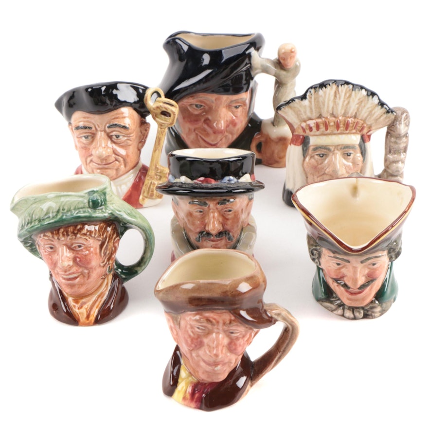 Miniature Royal Doulton "North American Indian" and Other Character Mugs