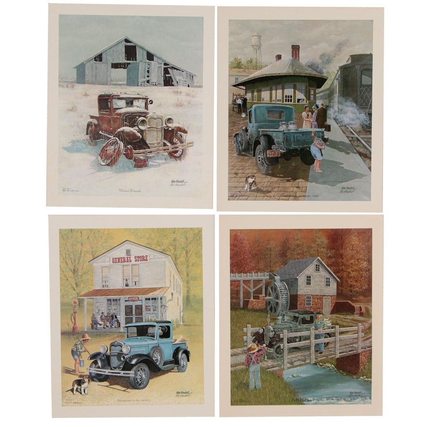 Wes Kendall Offset Lithograph Series of Classic Ford Trucks, 1979