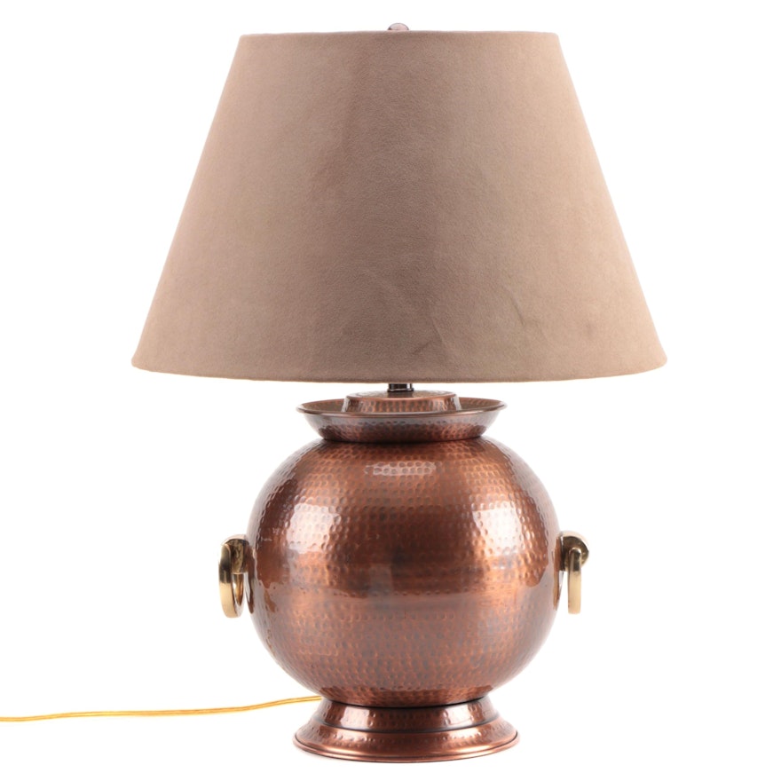 Frederick Cooper Hammered Metal Lamp with Suedecloth Shade