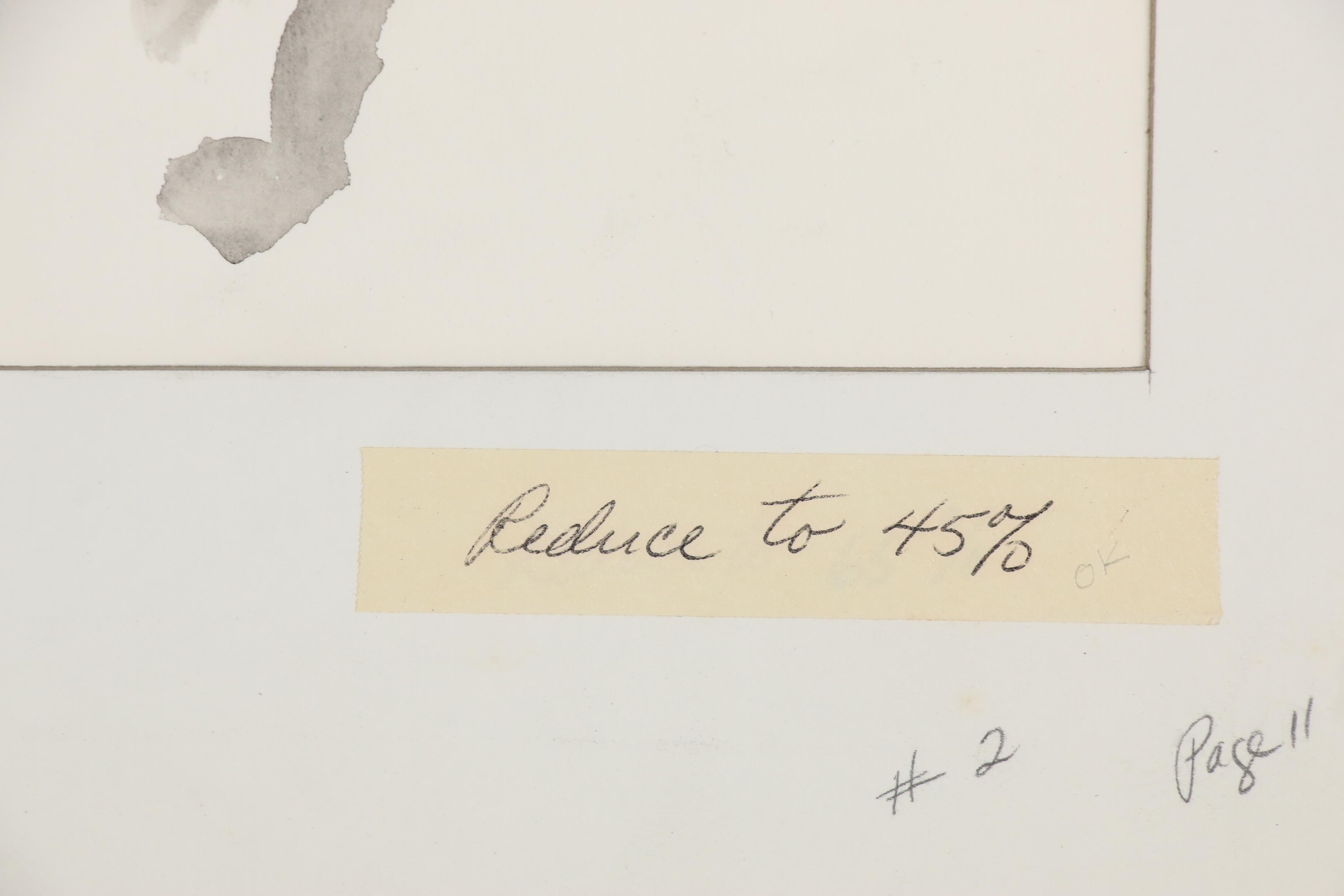 Daniel B. Schwartz Embellished Charcoal Drawings, Mid-Late 20th Century