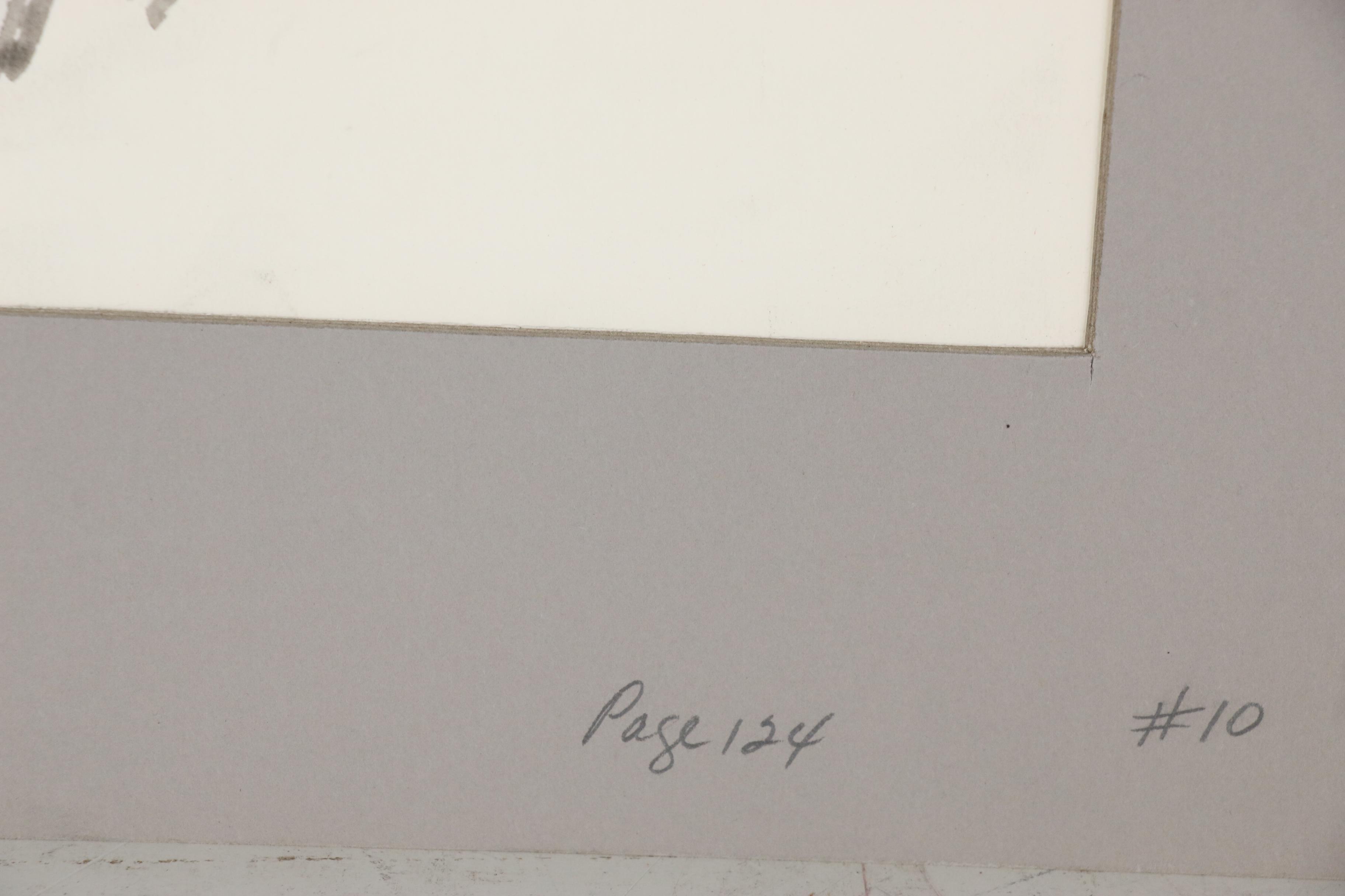 Daniel B. Schwartz Embellished Charcoal Drawings, Mid-Late 20th Century