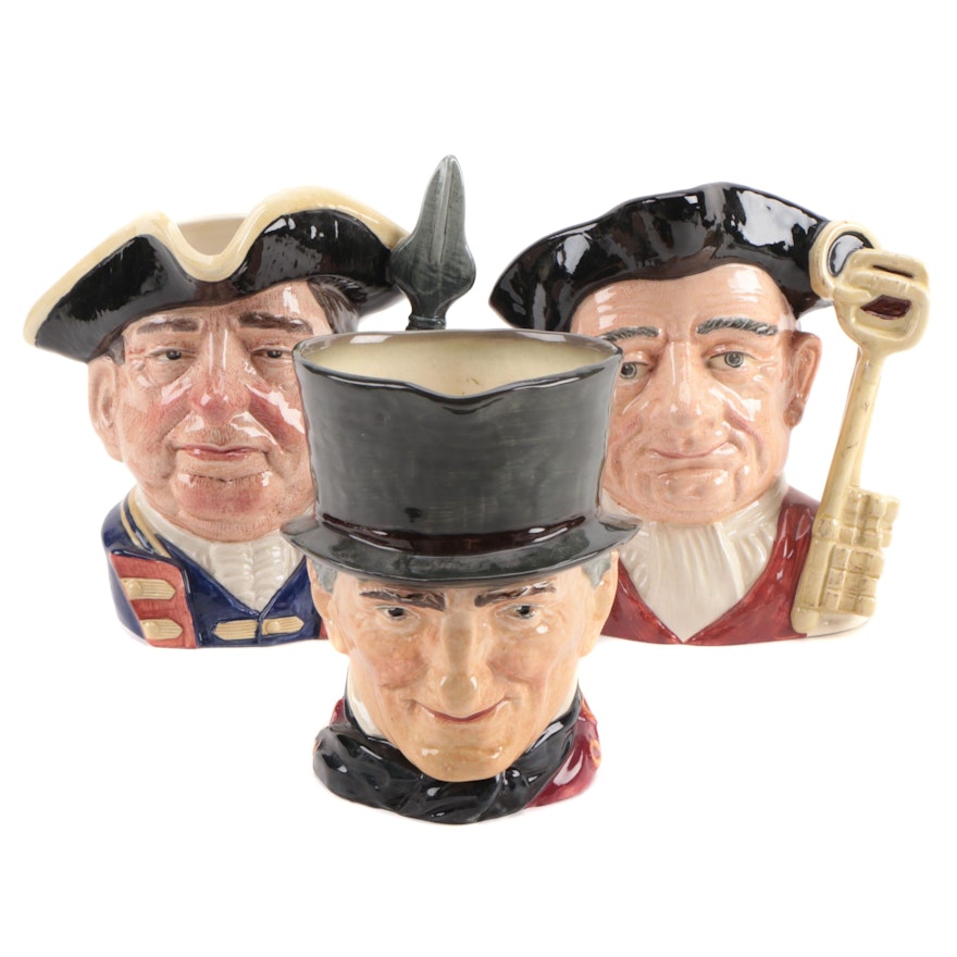 Royal Doulton "Gaoler", "Guardsman" and Other Earthenware Character Jugs
