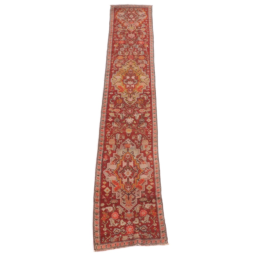 2'4 x 14'0 Hand-Knotted Turkish Oushak Wool Carpet Runner
