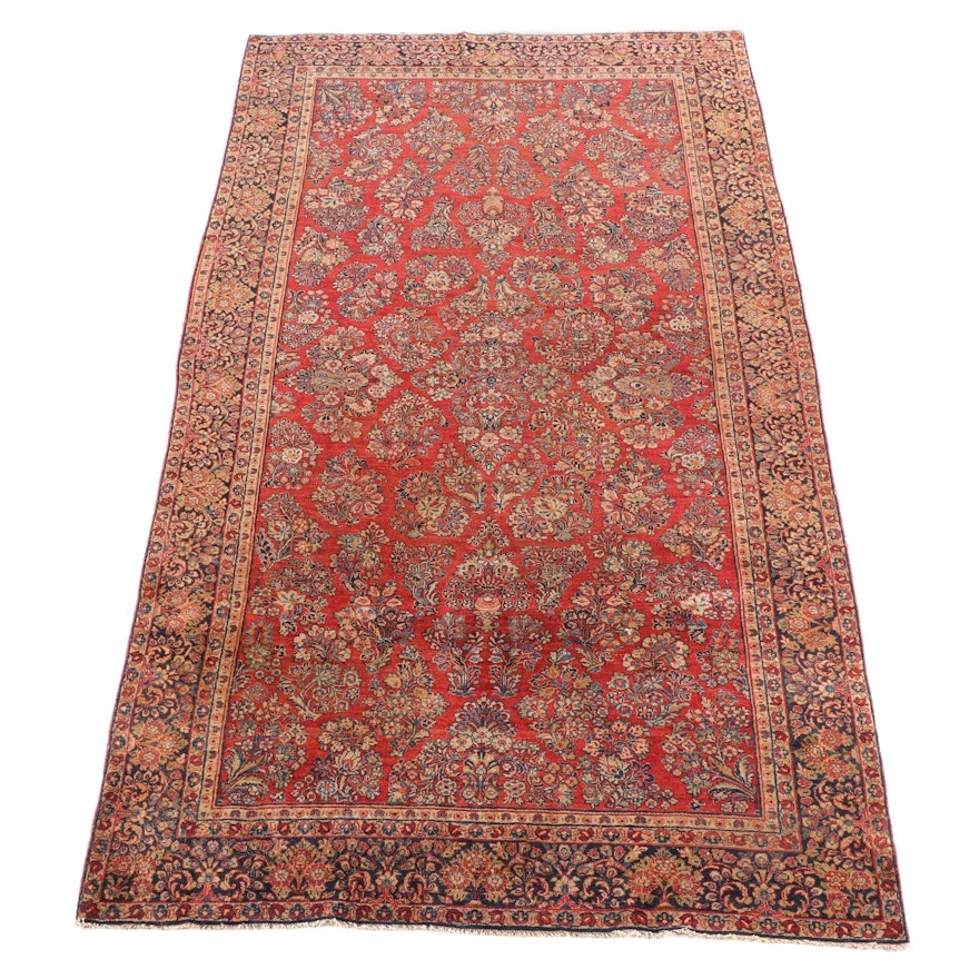 6'8 x 12'3 Hand-Knotted Persian Sarouk Wool Rug