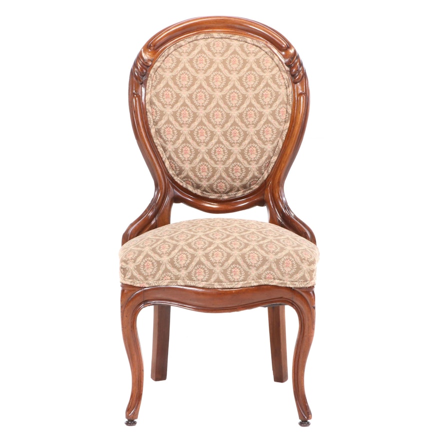 Victorian, Rococo Revival Upholstered Walnut Side Chair, Late 19th Century