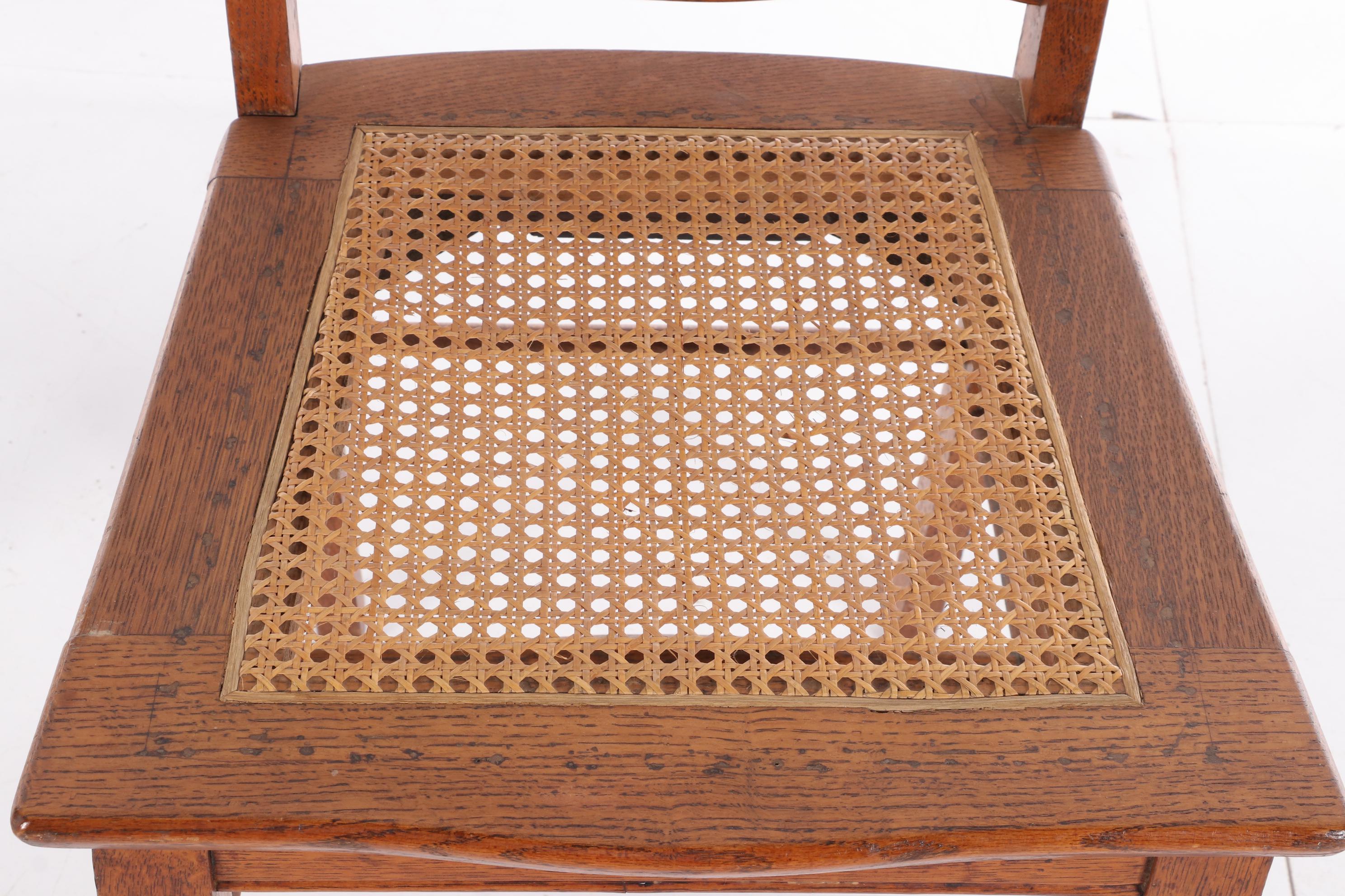 Stomps-Burkhardt Co. Oak Cane Seat Dining Chairs, Early 20th Century