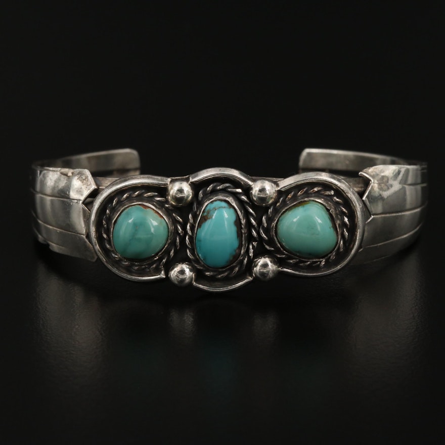 Southwestern Sterling Silver Turquoise Cuff
