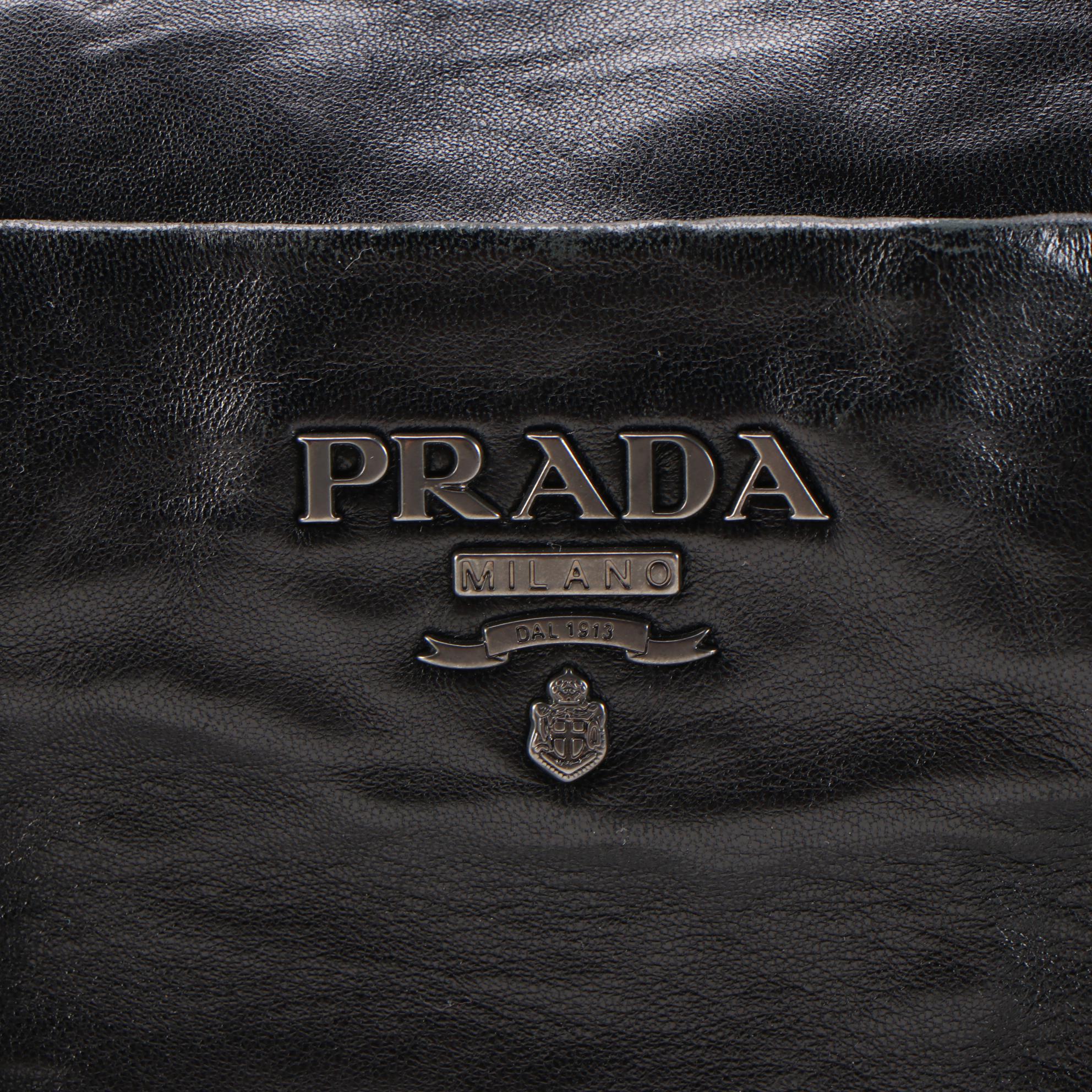 Prada Chain Shoulder Bag in Black Leather