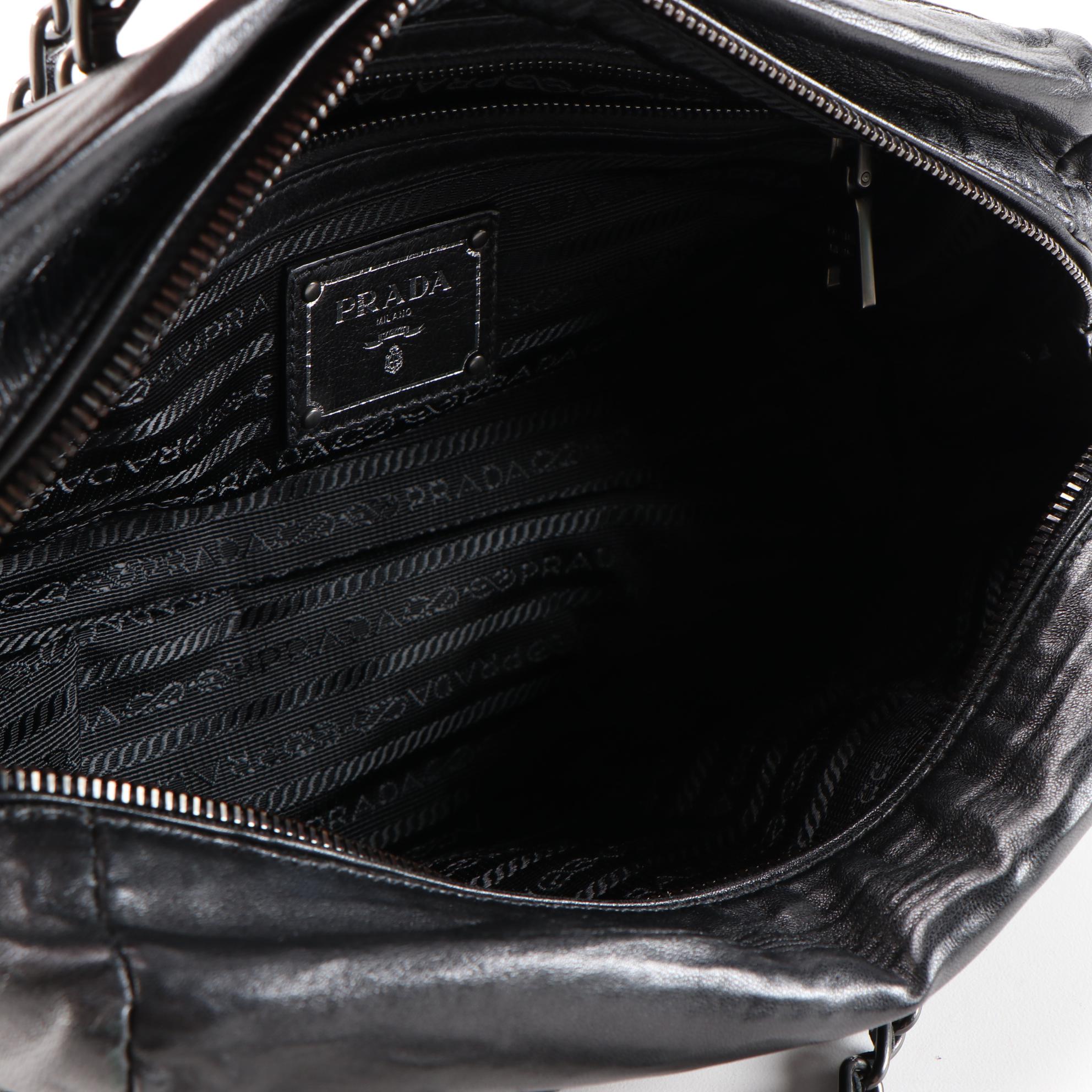 Prada Chain Shoulder Bag in Black Leather