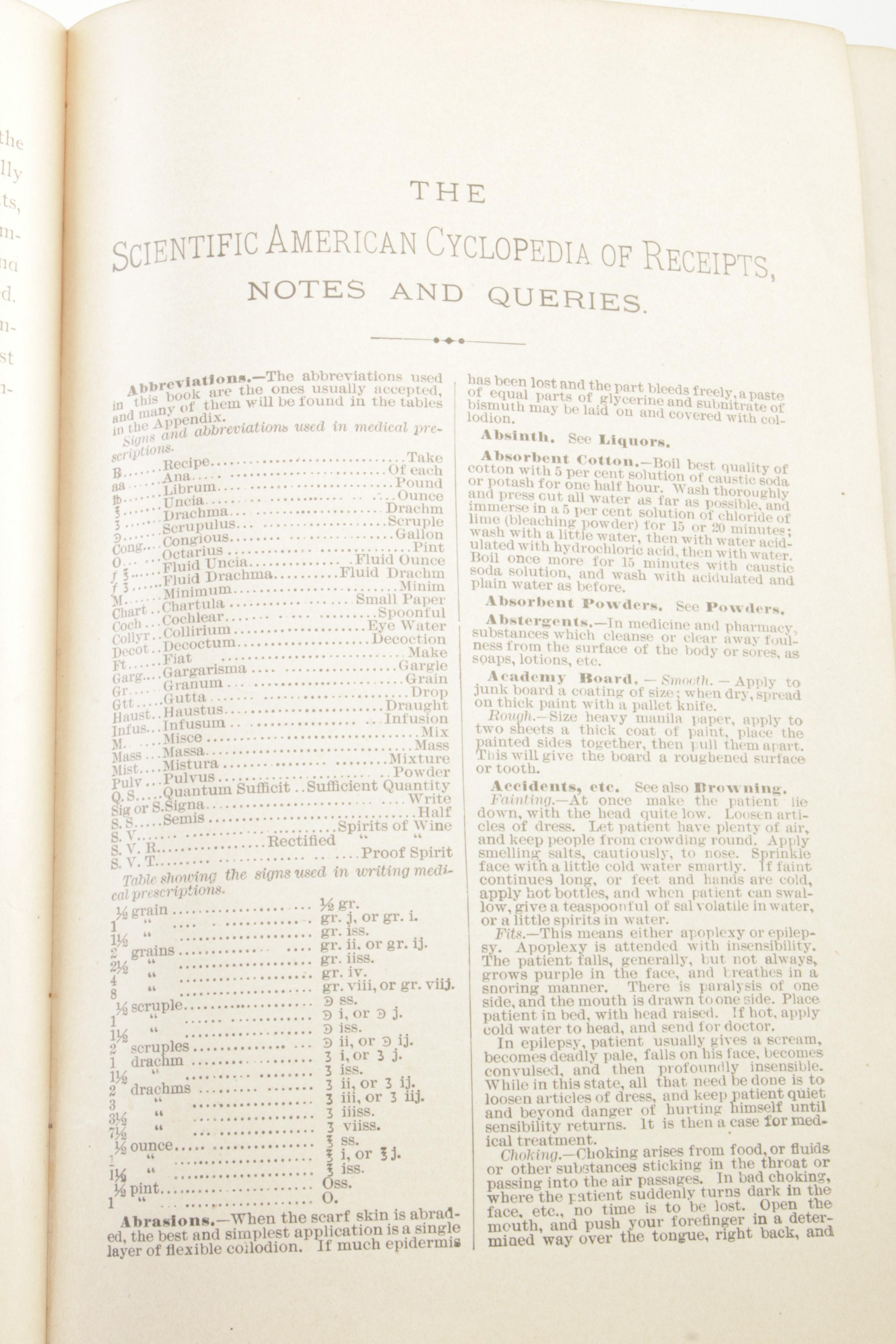 1903 "The Scientific American Cyclopedia of Receipts, Notes and Queries"