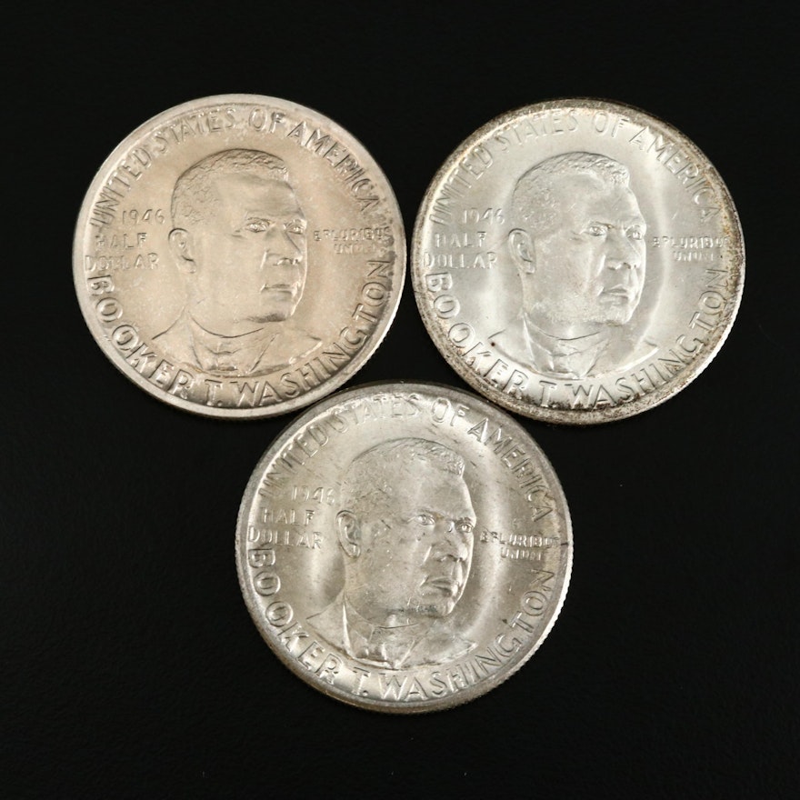 1946 P-D-S Booker T. Washington Uncirculated Silver Half Dollars