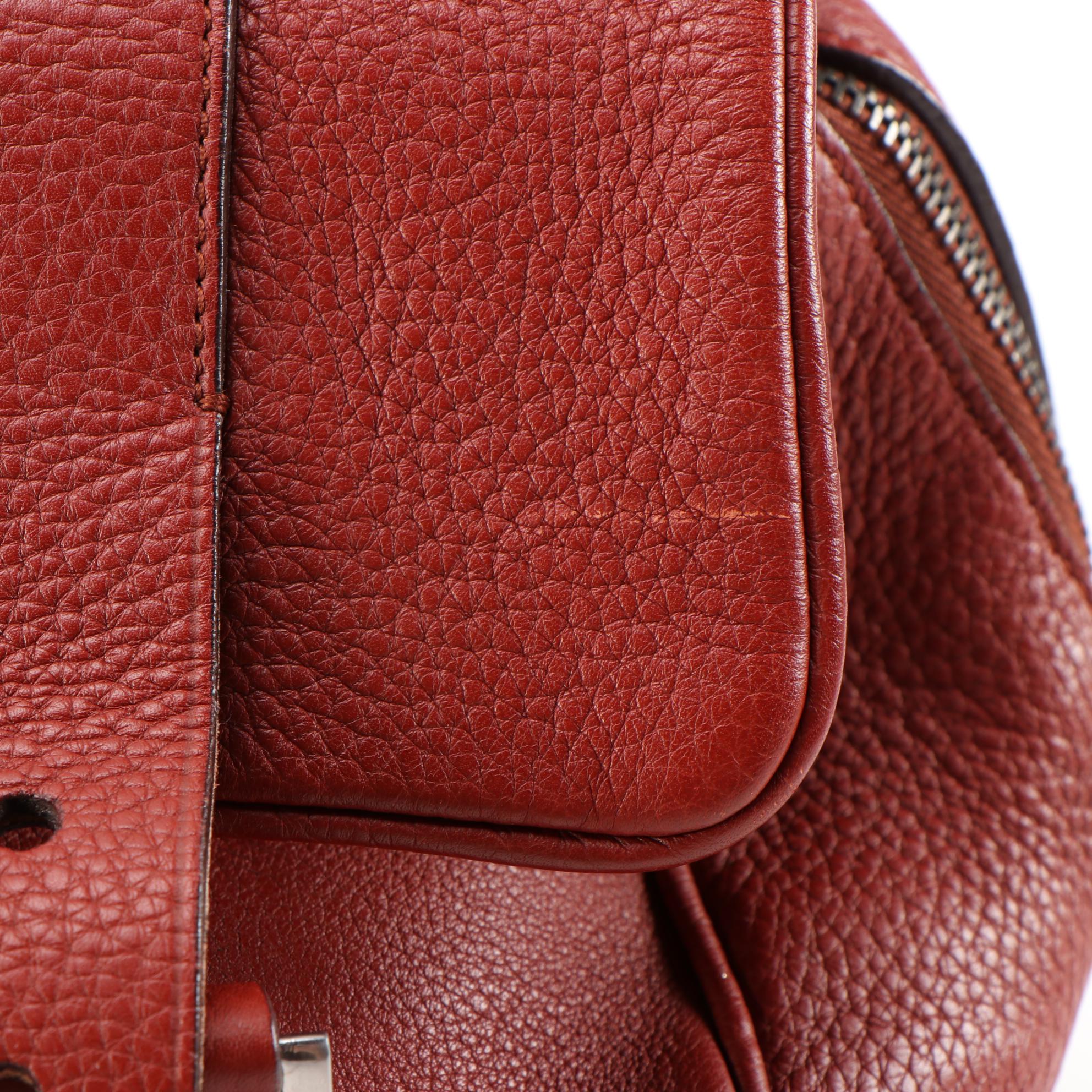 Prada Shoulder Bag in Dark Red Vitello Daino Leather with Padlock and Keys