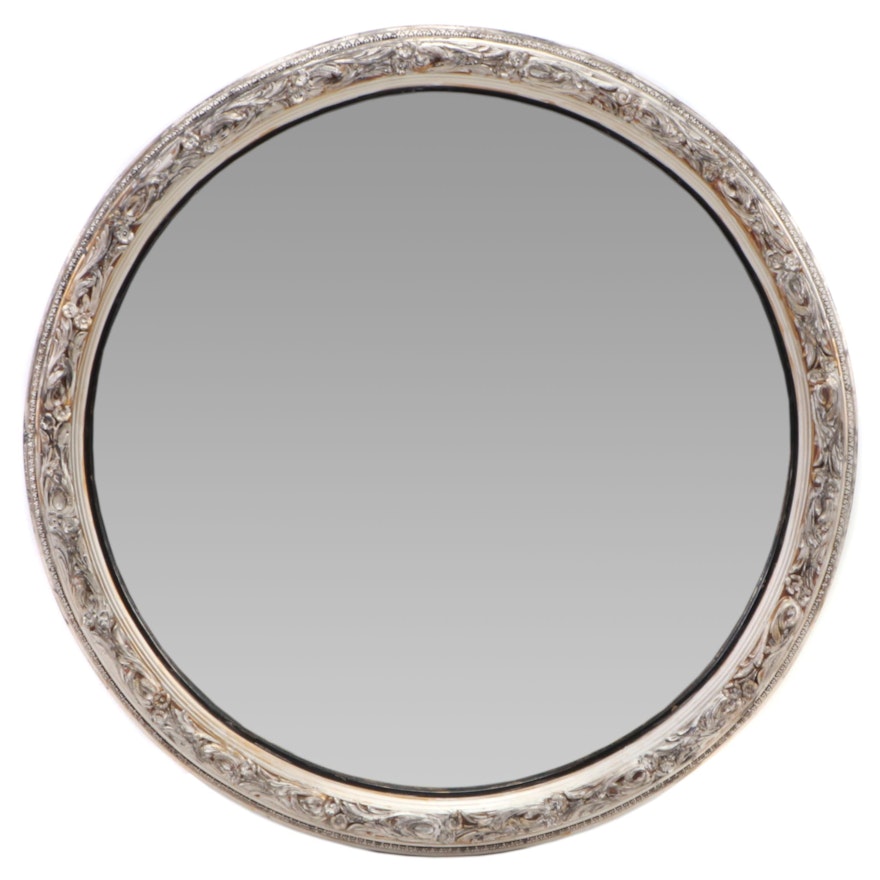 Silver Finished Foliate Round Wall Mirror