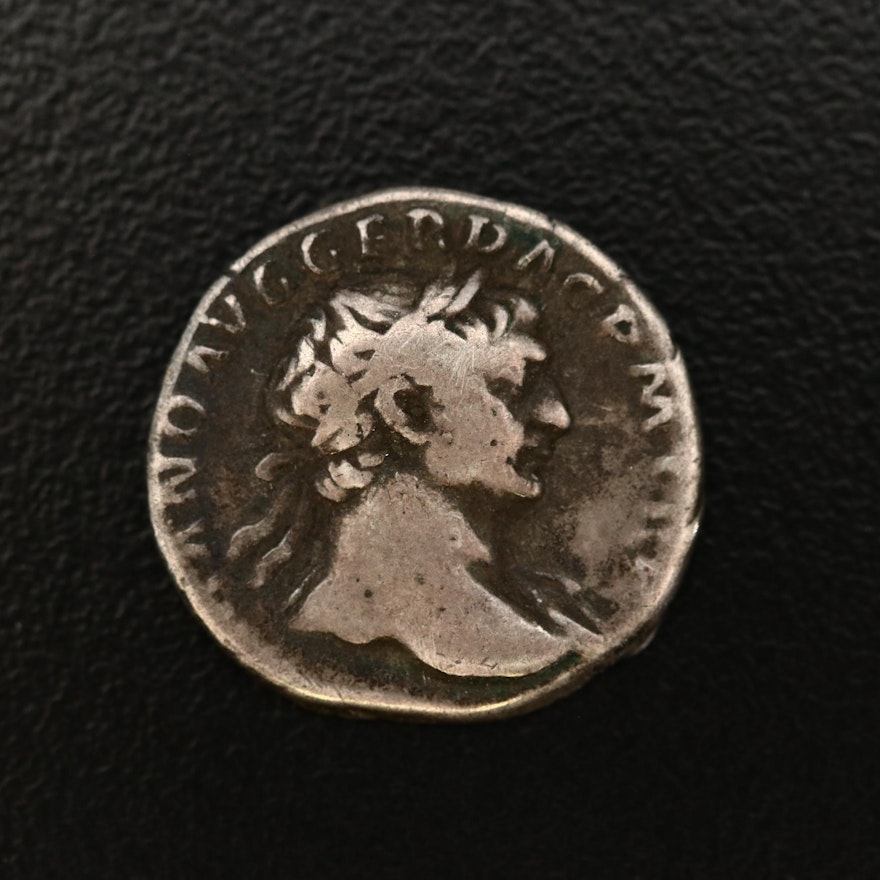 Ancient Roman Imperial AR Denarius of Trajan, ca. 103 A.D.