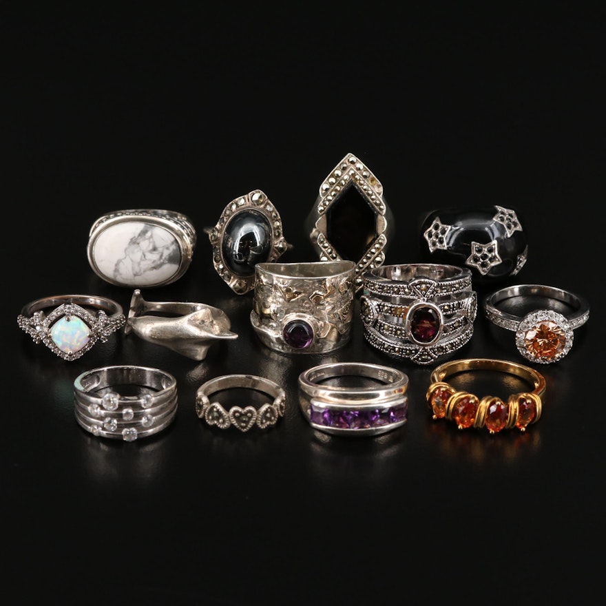 Sterling and Fine Silver Ring Selection Featuring Gemstone Accents
