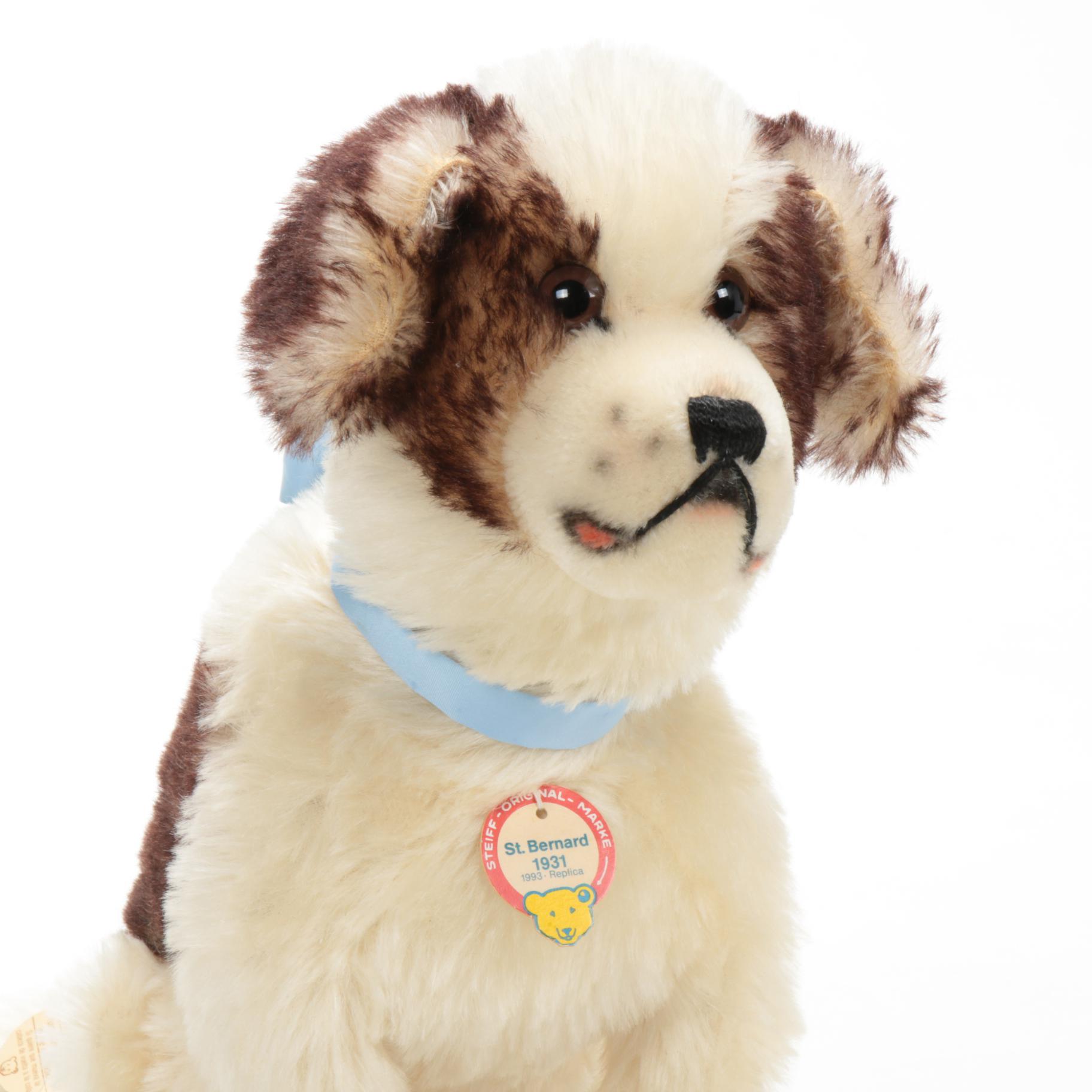 Steiff 1931 Replica Head-Turning "St. Bernard" Mohair Stuffed Animal, 1993