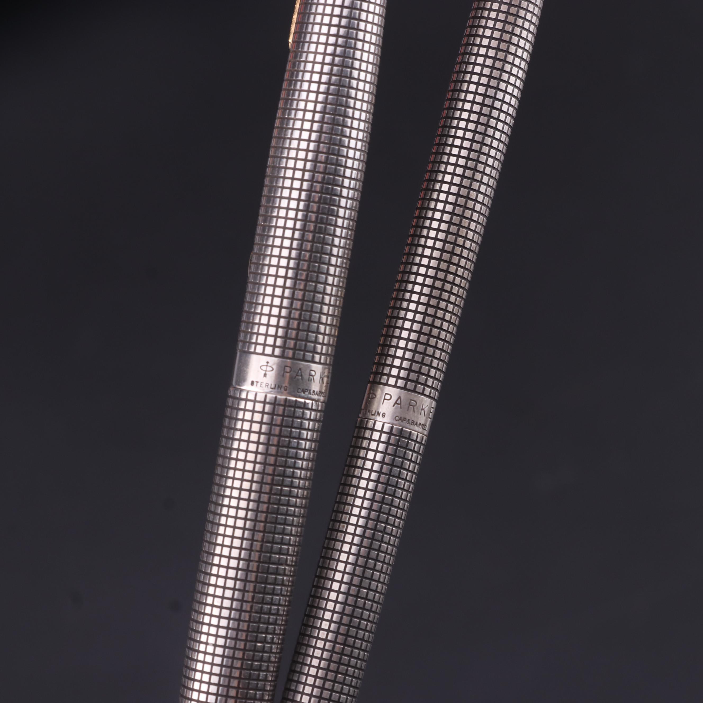 Parker "75 Ciselé" Sterling Silver Pencil and Fountain Pen with 14K Gold Nib