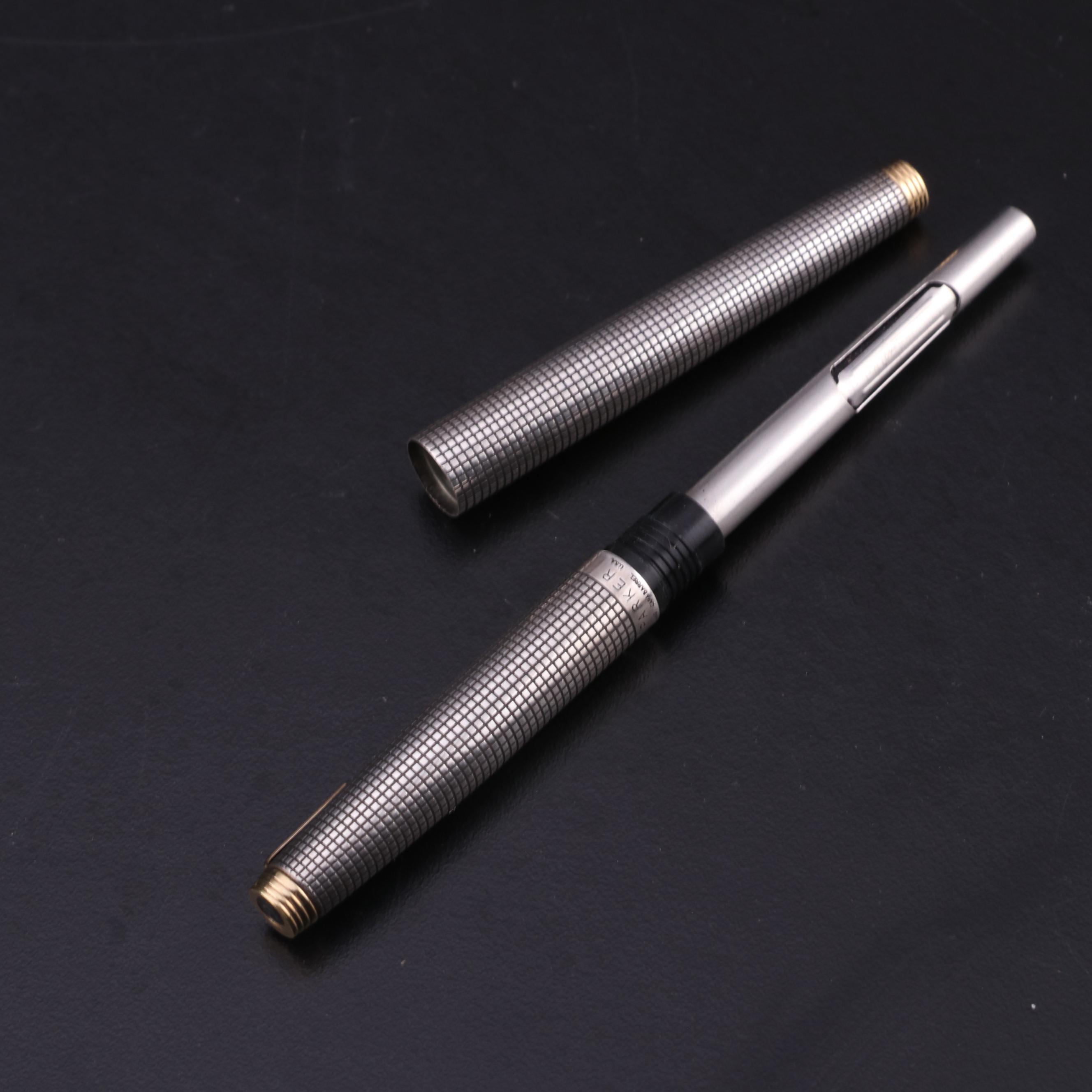 Parker "75 Ciselé" Sterling Silver Pencil and Fountain Pen with 14K Gold Nib