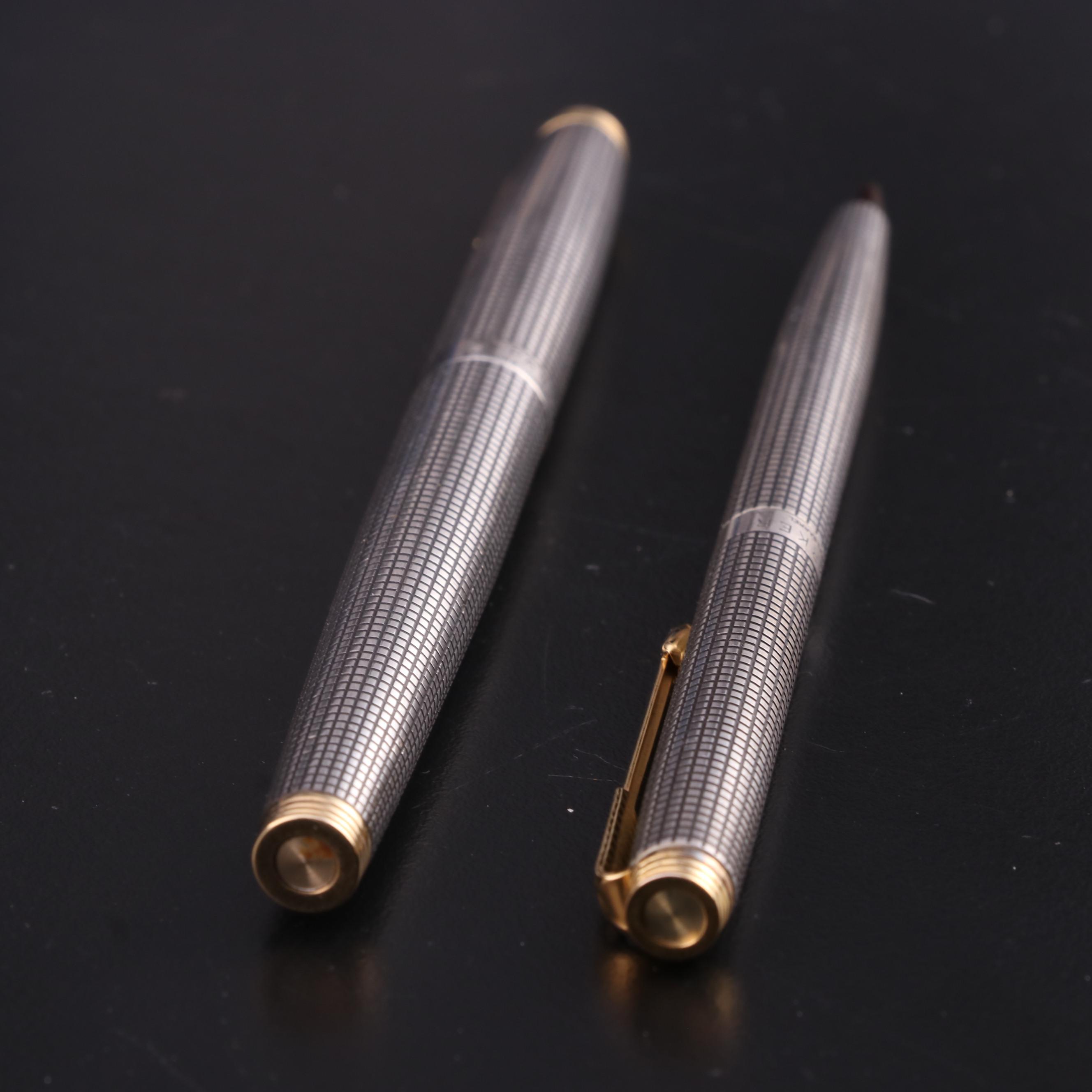 Parker "75 Ciselé" Sterling Silver Pencil and Fountain Pen with 14K Gold Nib