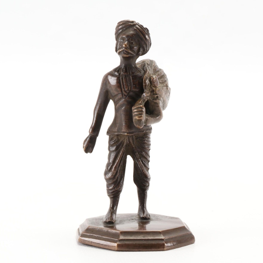 Nomadic Man Bronze Statuette, Mid 20th Century