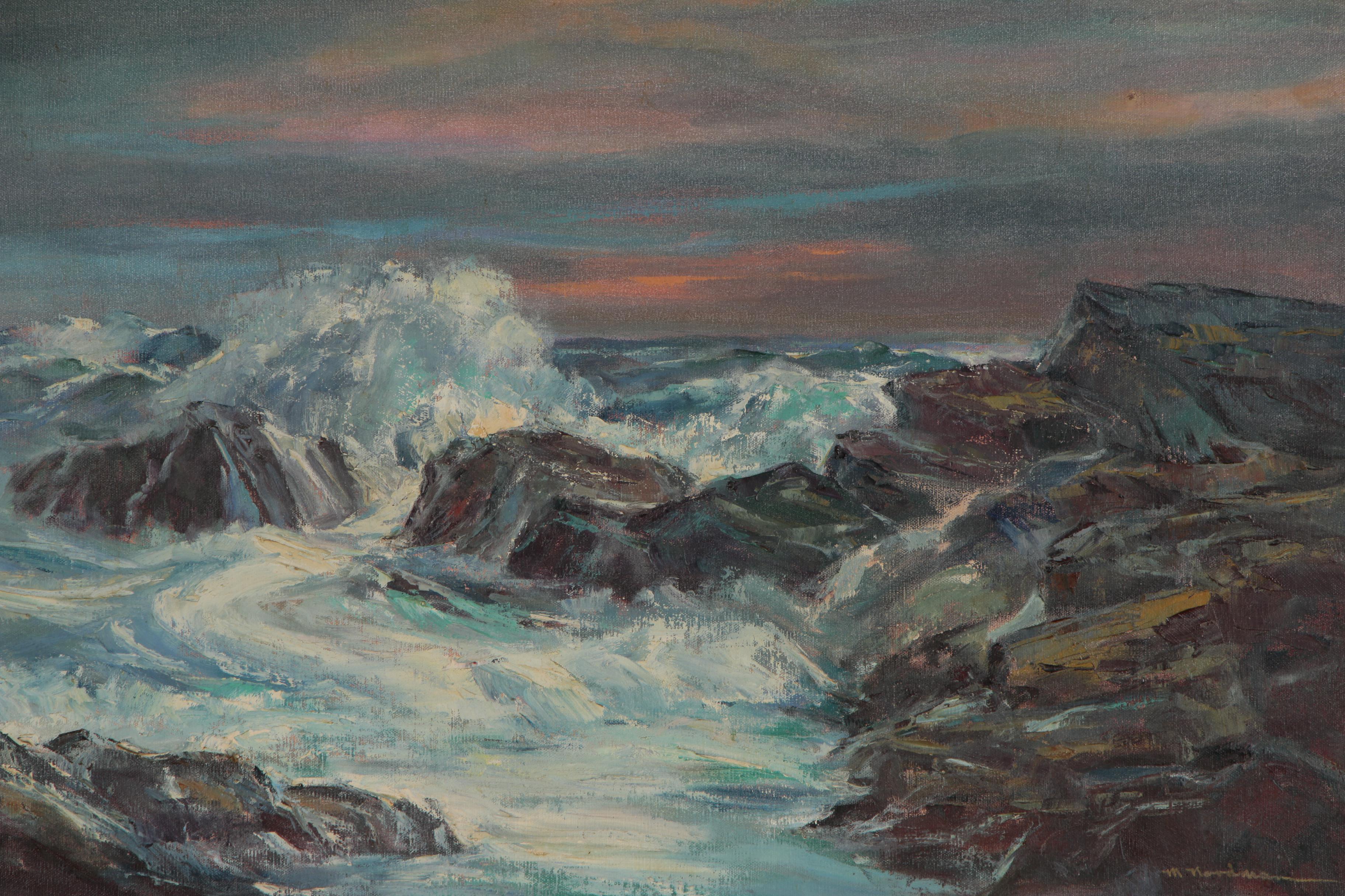 Mildred Nordman Seaside Oil Painting, Mid-Late 20th Century
