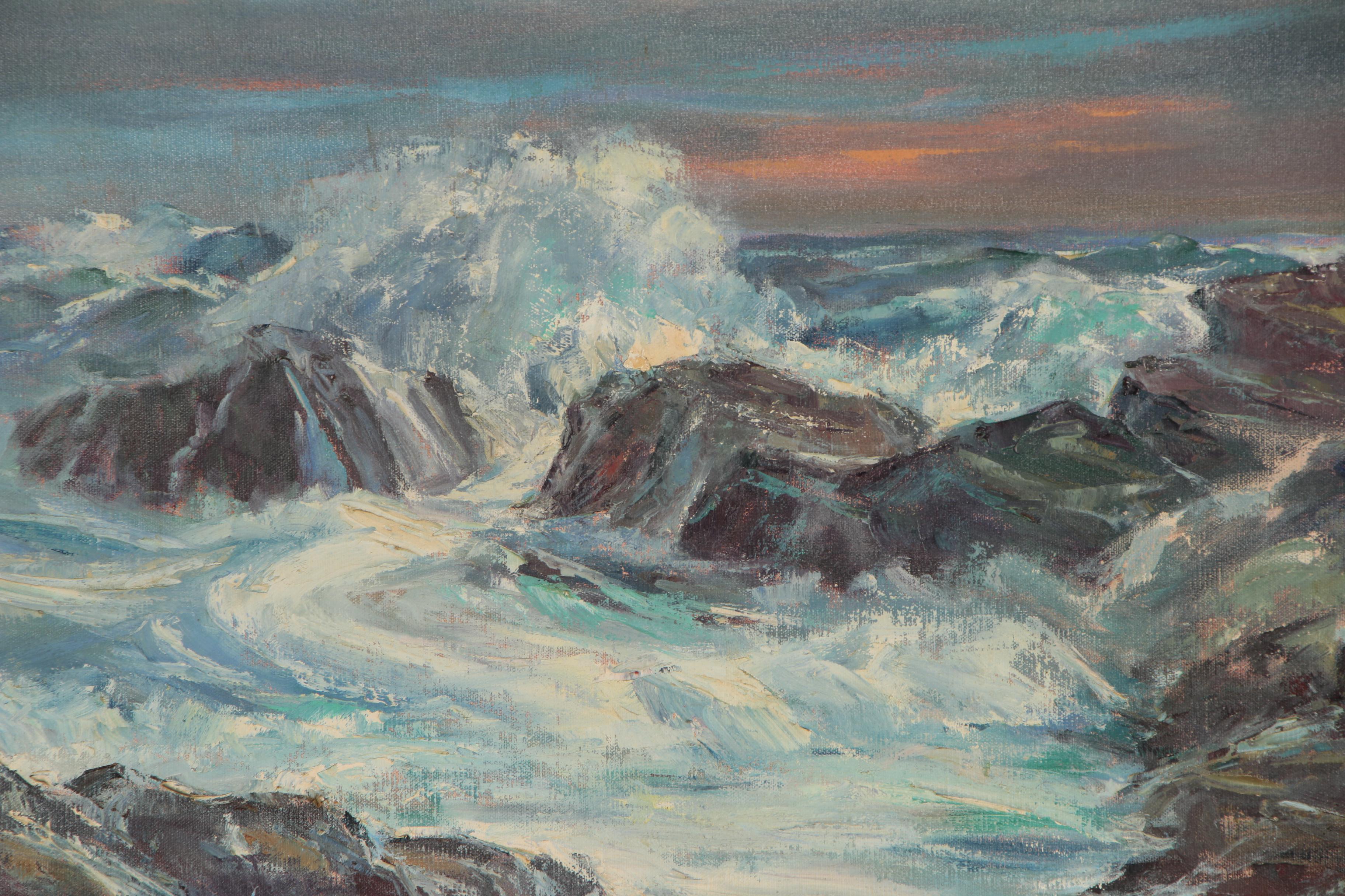 Mildred Nordman Seaside Oil Painting, Mid-Late 20th Century