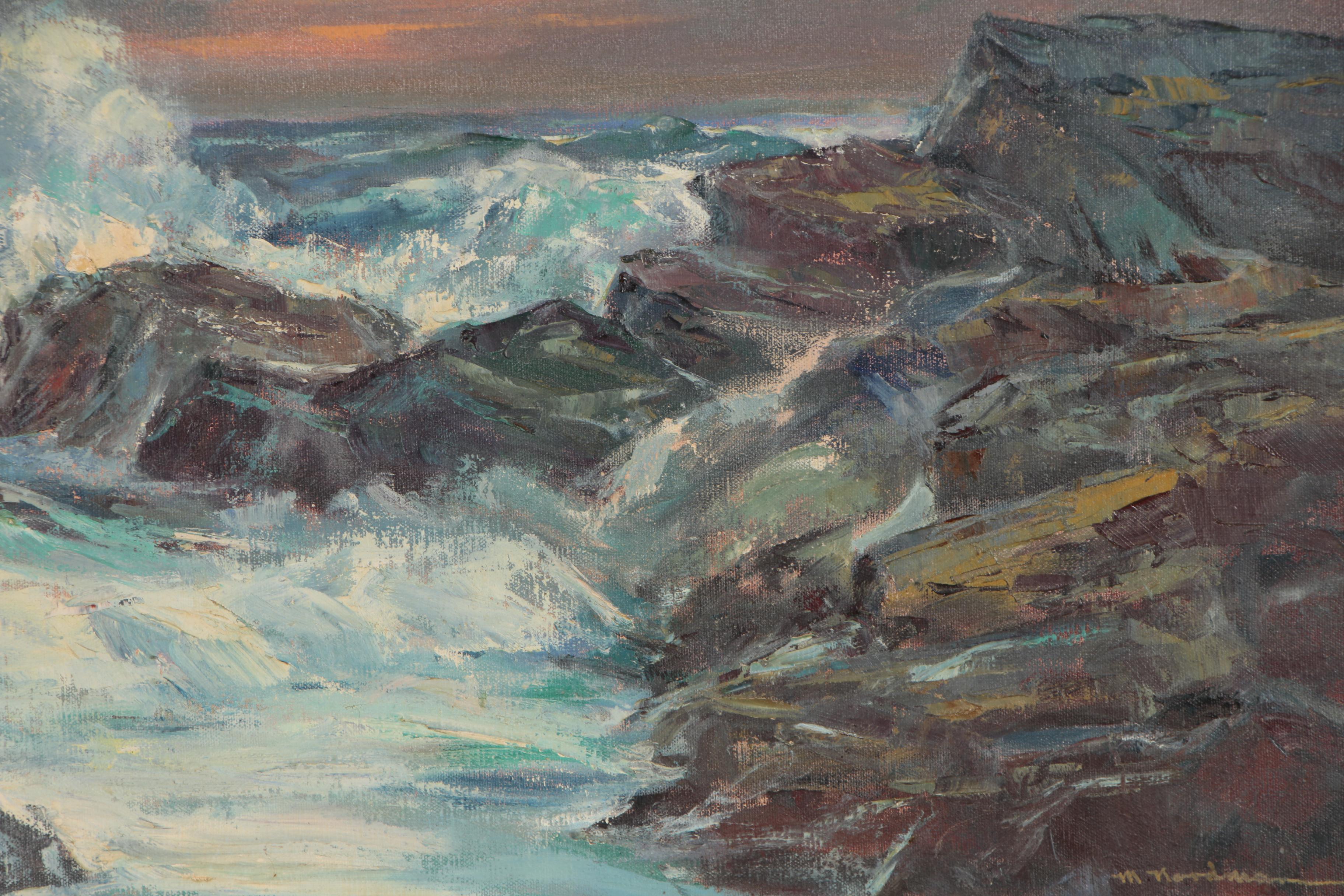 Mildred Nordman Seaside Oil Painting, Mid-Late 20th Century