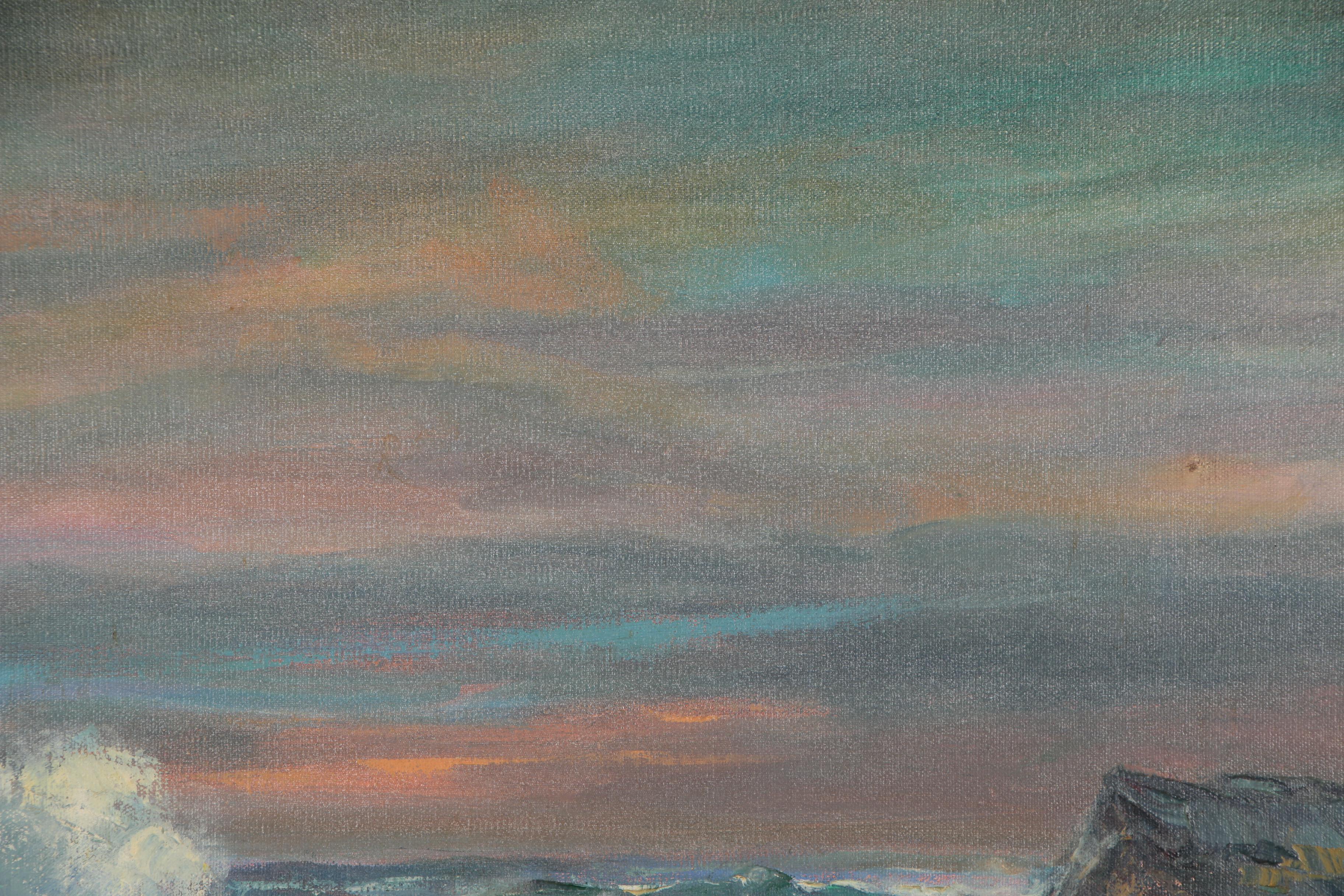 Mildred Nordman Seaside Oil Painting, Mid-Late 20th Century