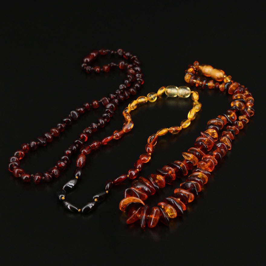 Hand Knotted Amber Beaded Necklace