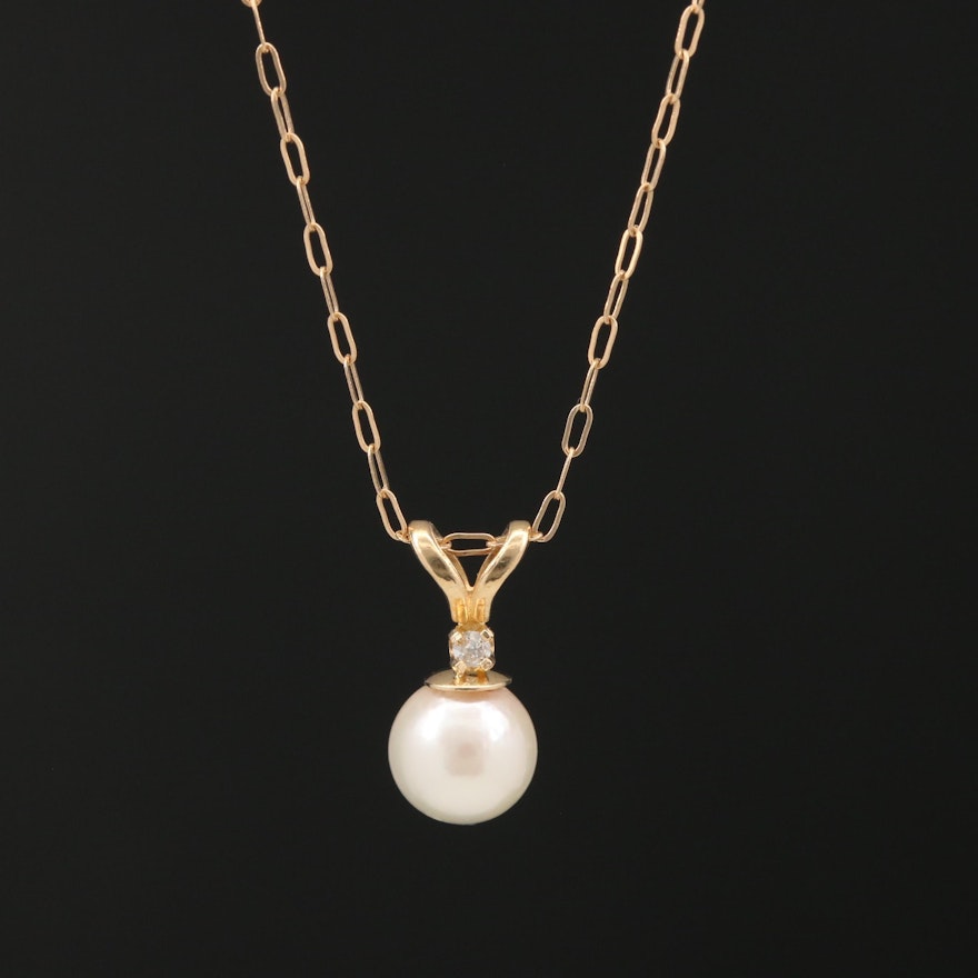 14K Pearl Pendant Necklace